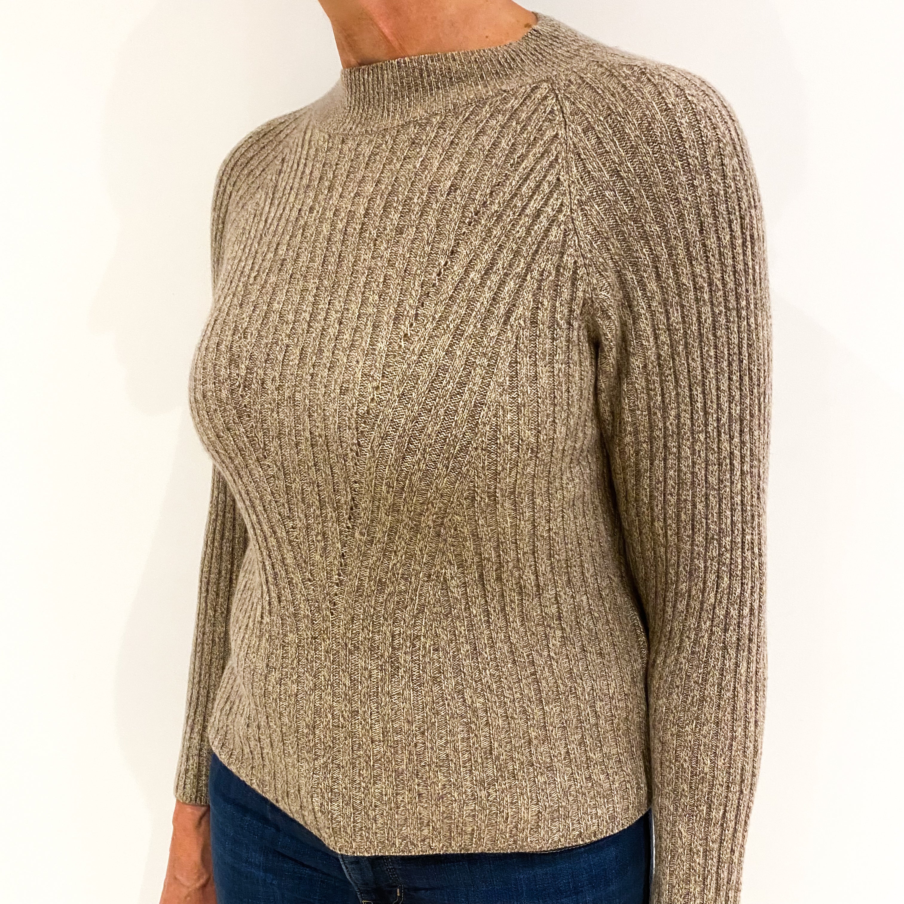 Brown Cashmere Polo Neck Jumper Medium