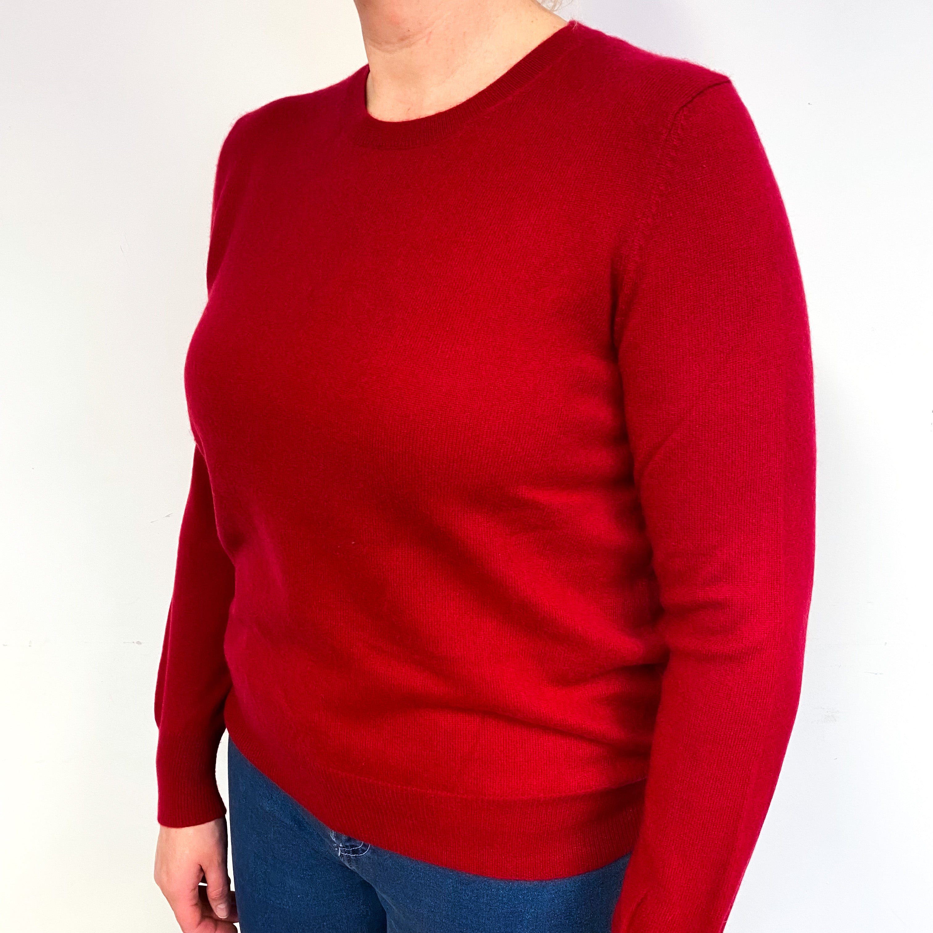 Post Box Red Cashmere Crew Neck Jumper Large