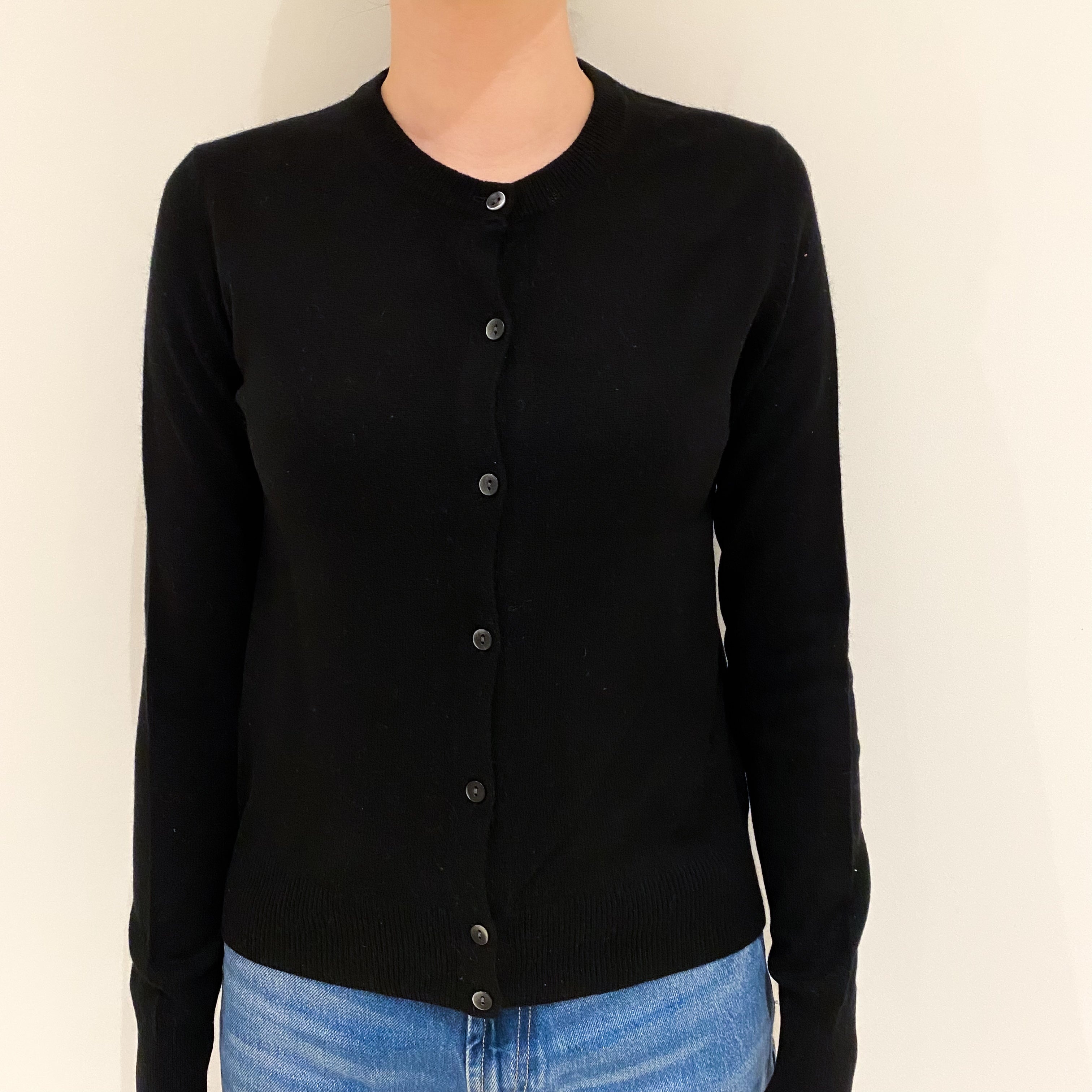 Black Cashmere Crew Neck Cardigan Extra Small