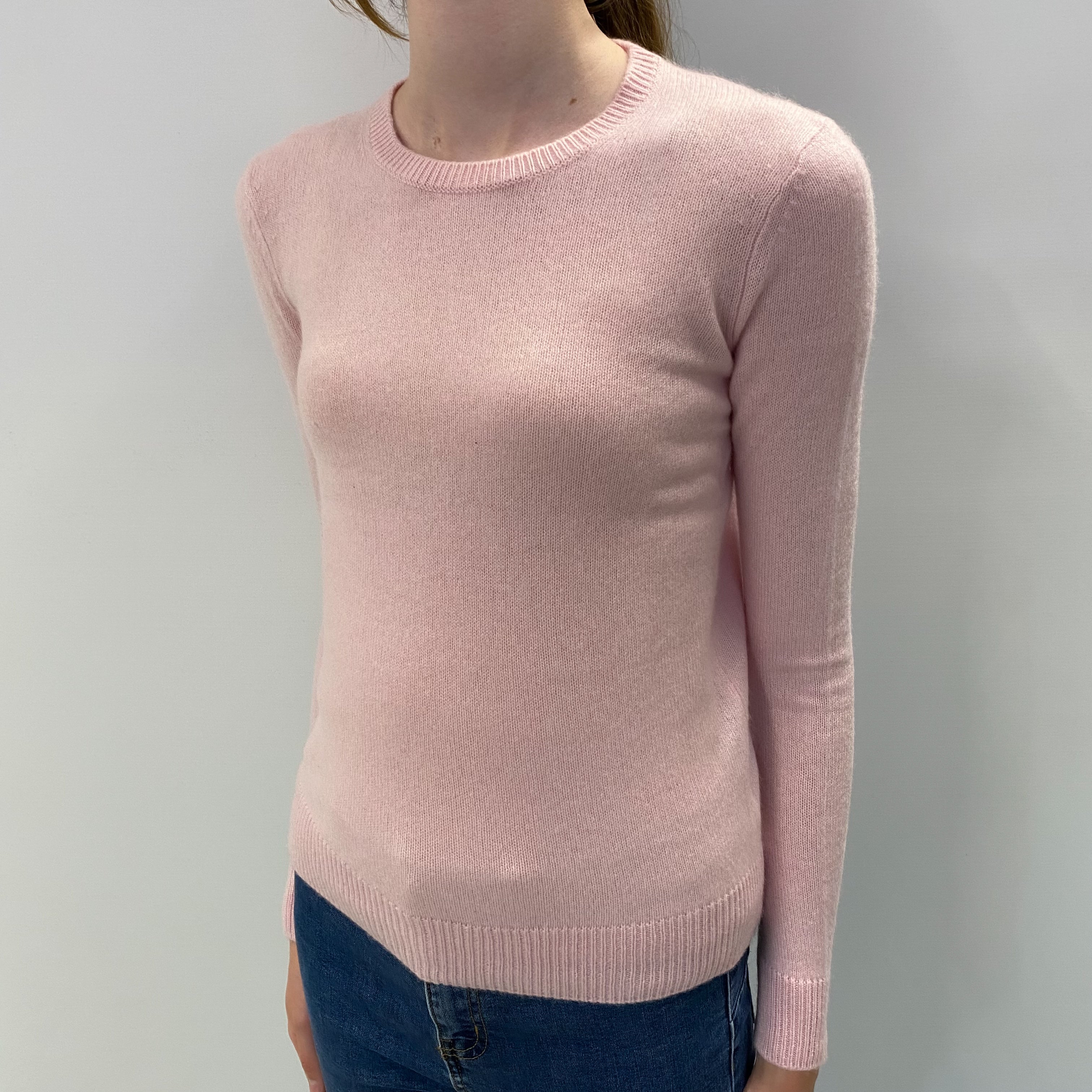 Theory Sugar Mouse Pink Cashmere Crew Neck Jumper Extra Small