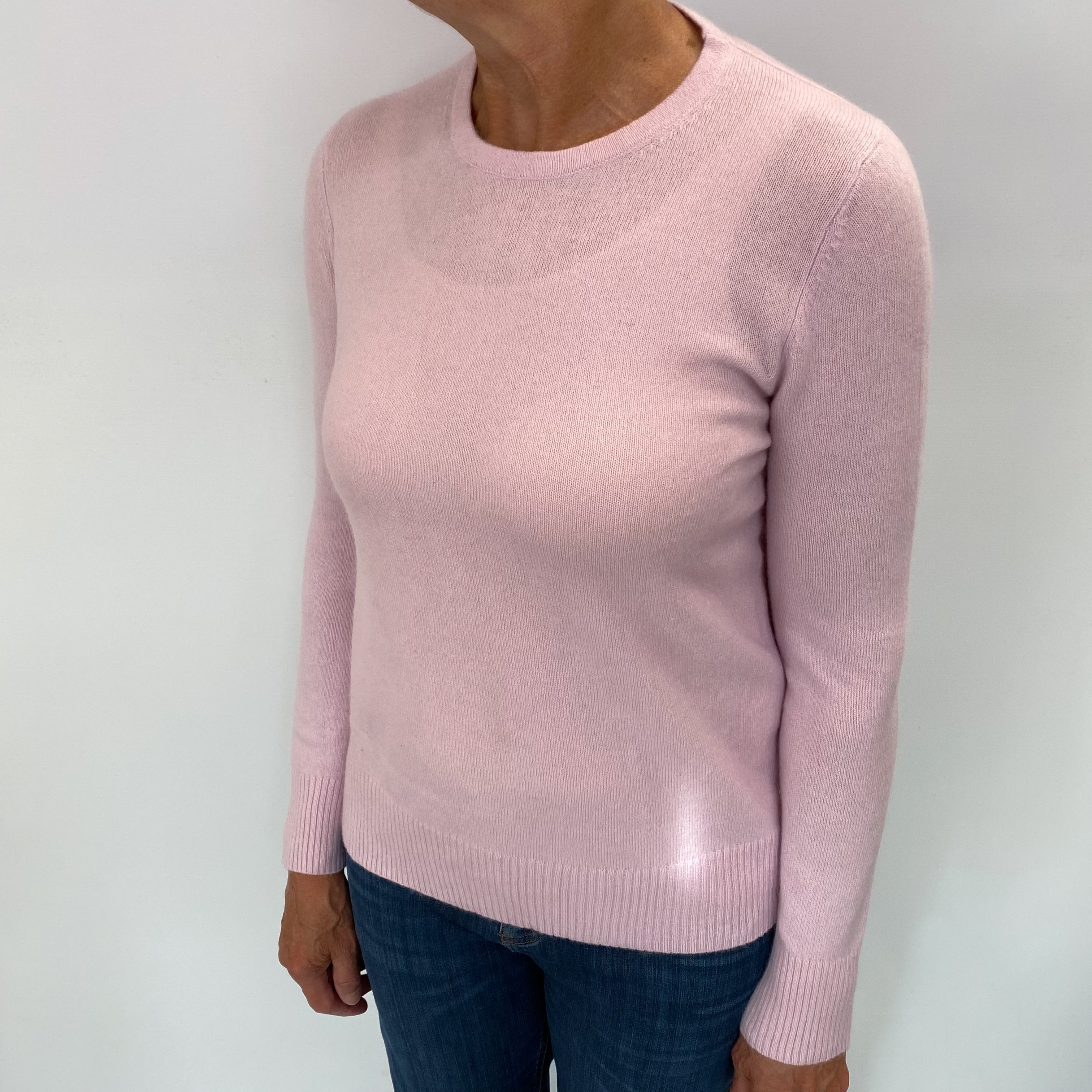 Carnation Pink Cashmere Crew Neck Jumper Medium
