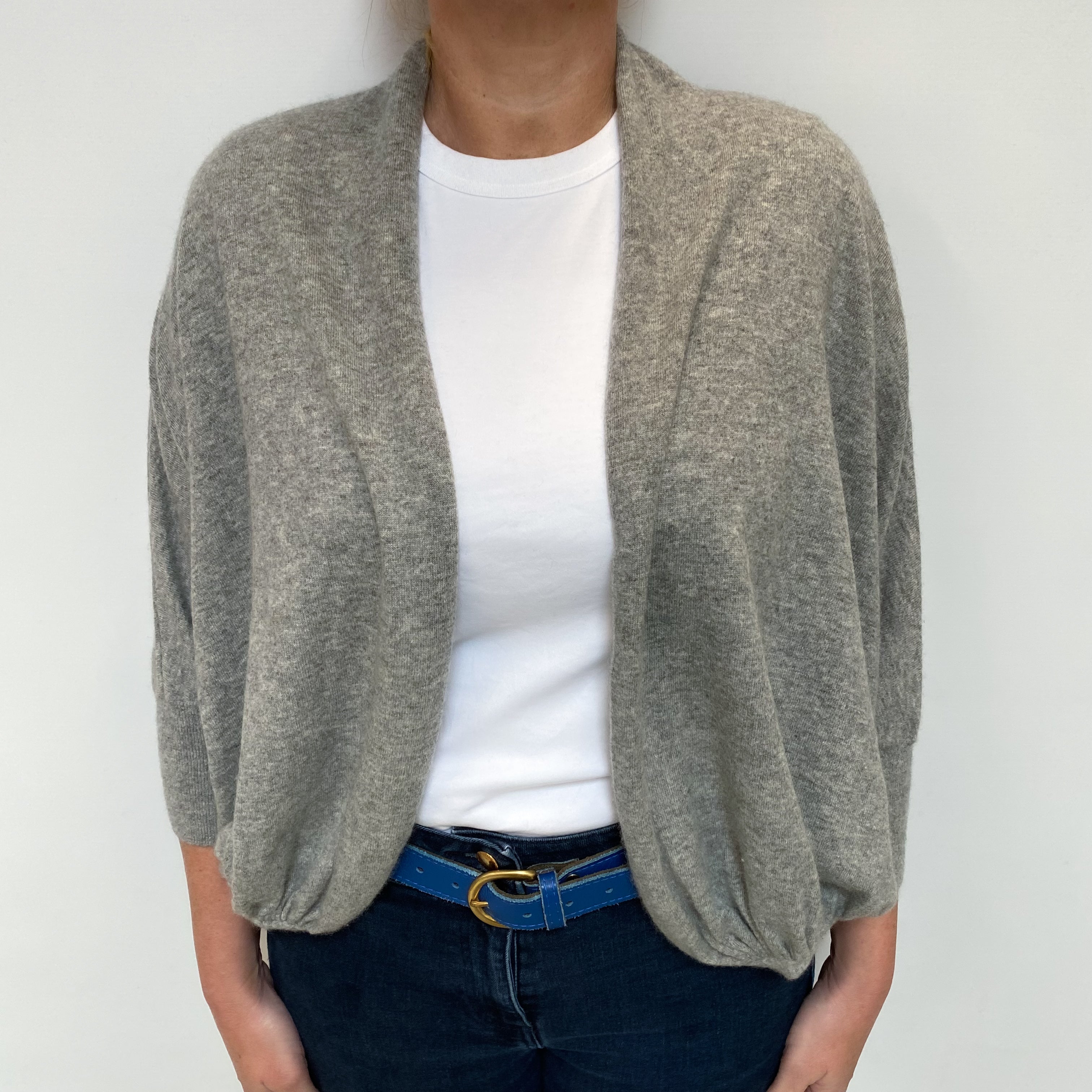 Smoke Grey Cashmere Shrug Style Cardigan Large