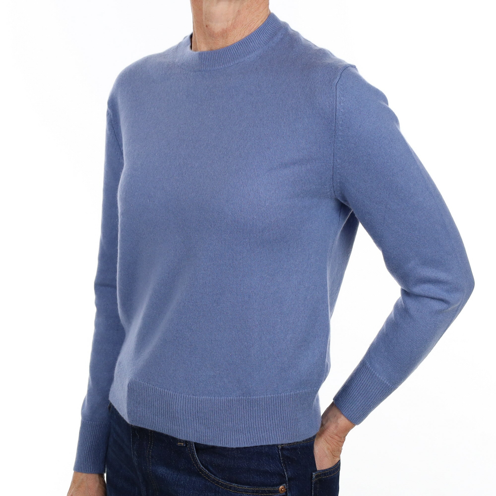 Denim Blue Cashmere Crew Neck Jumper Small