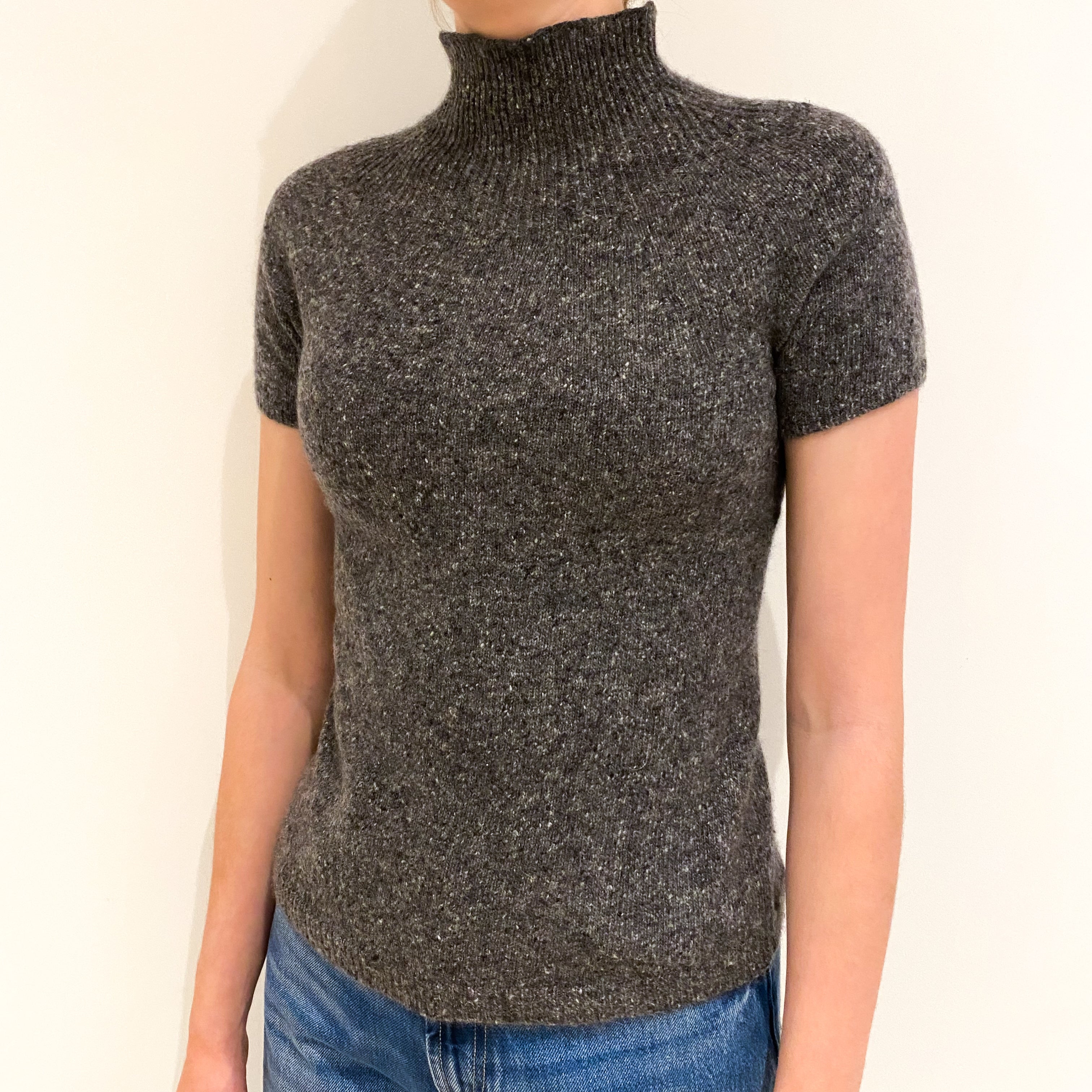 Slate Grey Mark Short Sleeved Polo Neck Jumper Extra Small