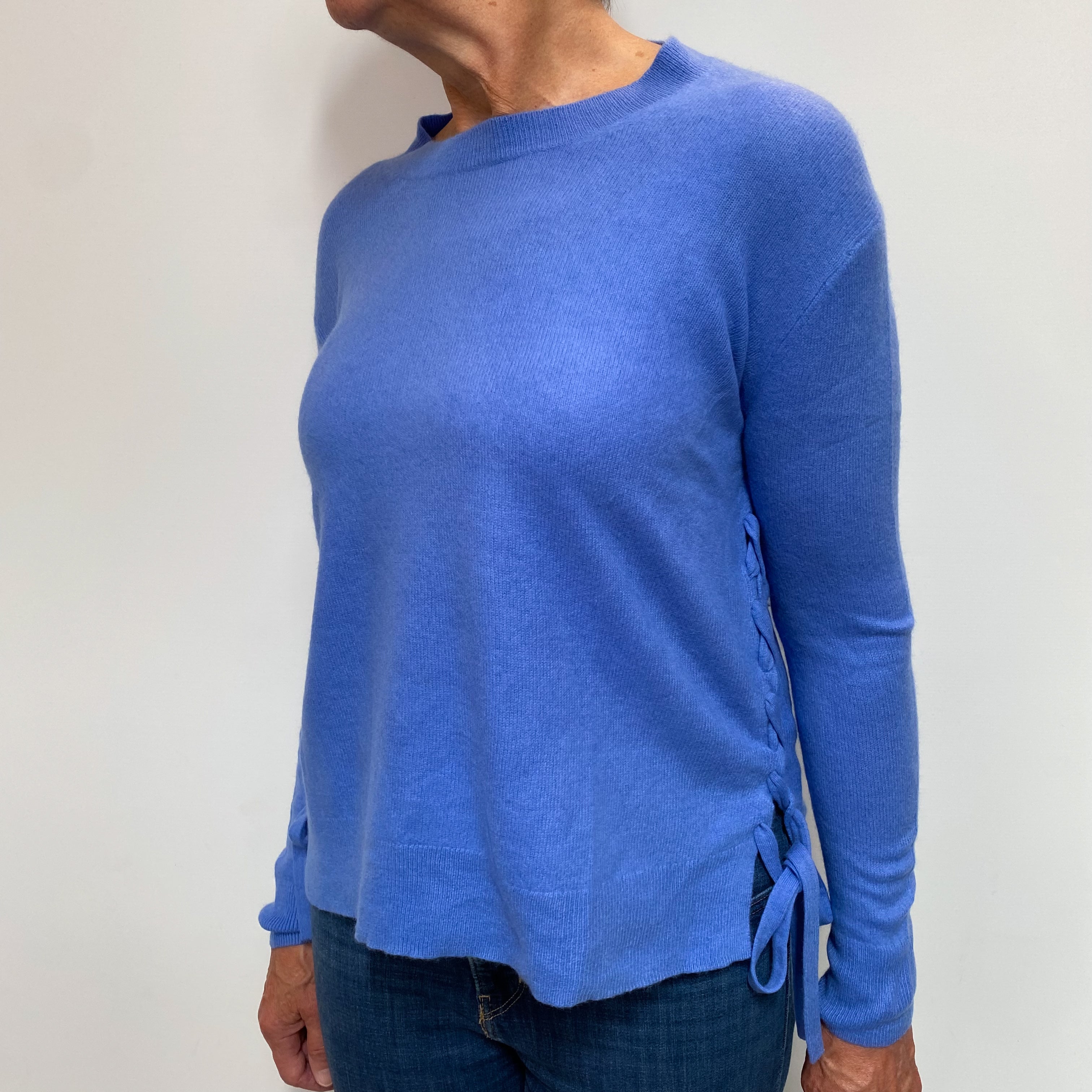 Cornflower Blue Cashmere Scoop Neck Jumper Medium