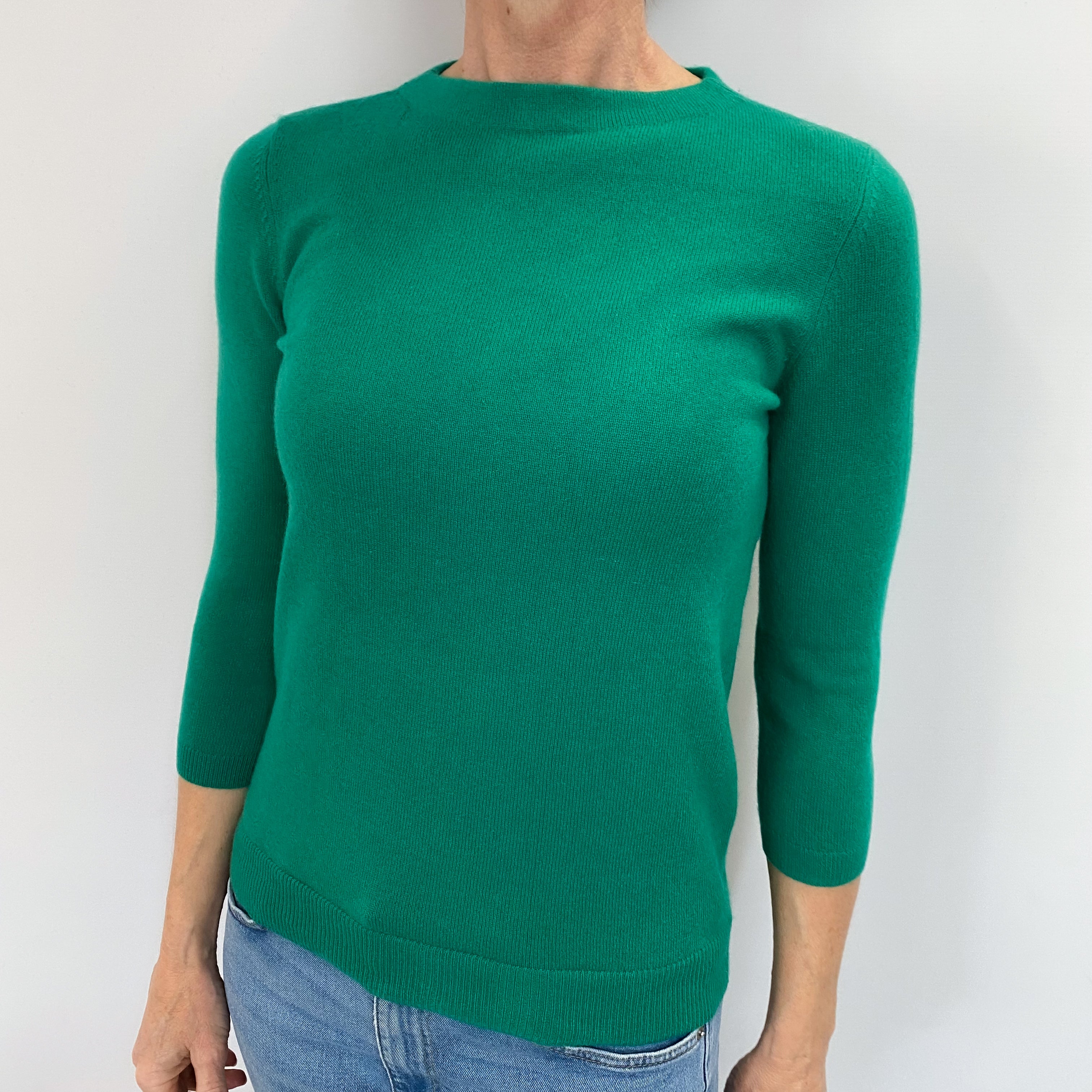 Emerald Green Cashmere Crew Neck Jumper Small