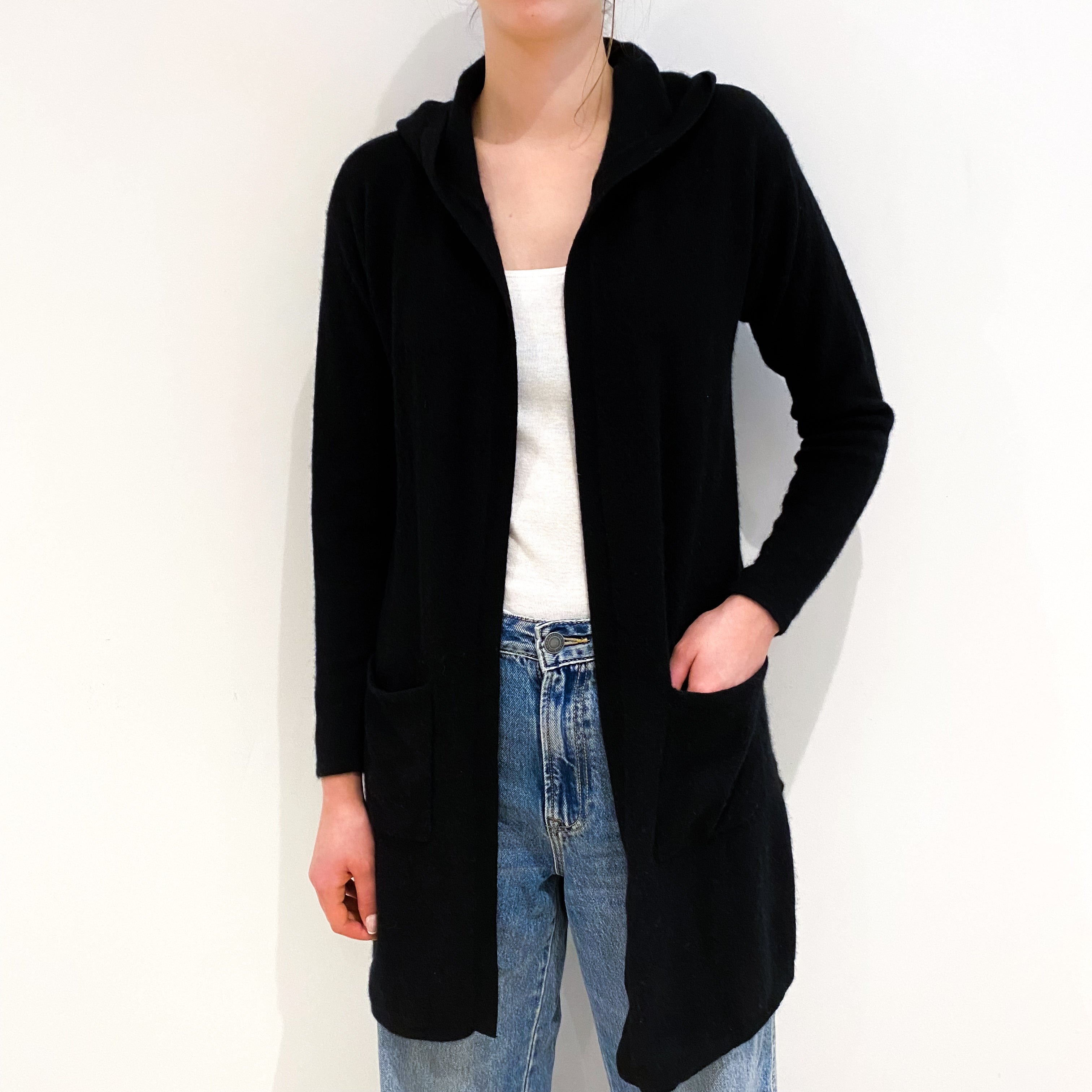 Black Cashmere Edge To Edge Cardigan Extra Small