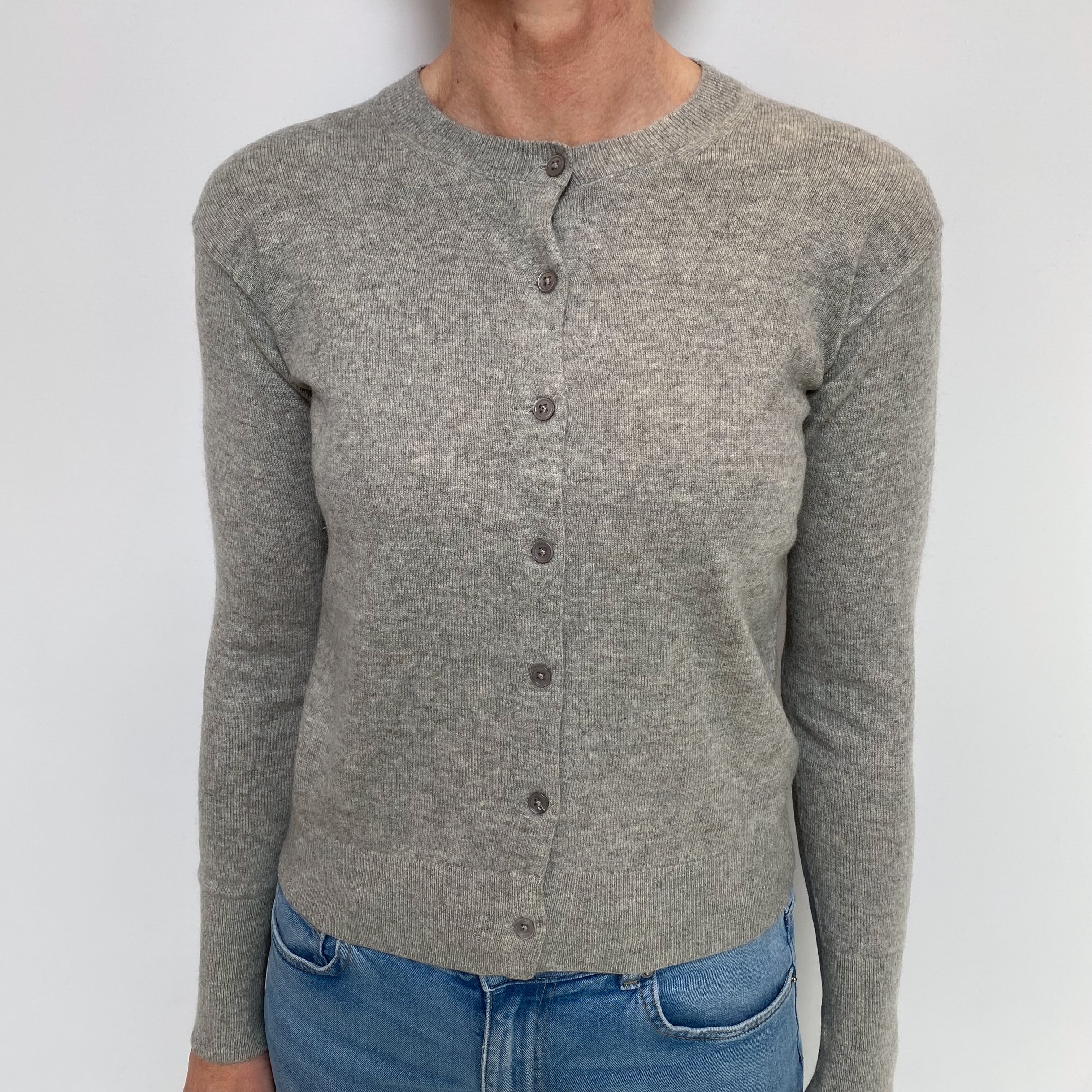 Everlane Smoke Grey Cashmere Crew Neck Cardigan Small