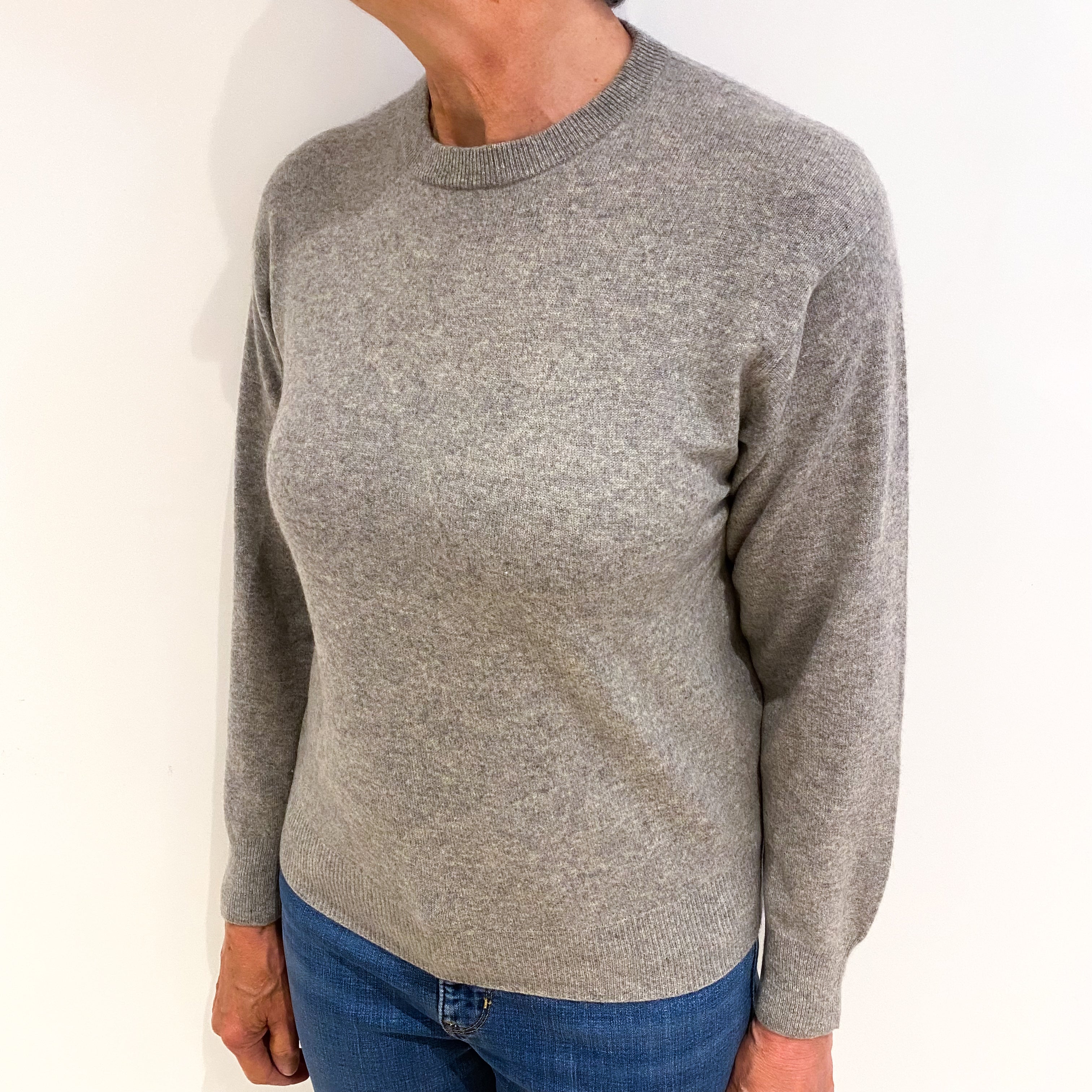 Smoke Grey Cashmere Crew Neck Jumper Medium