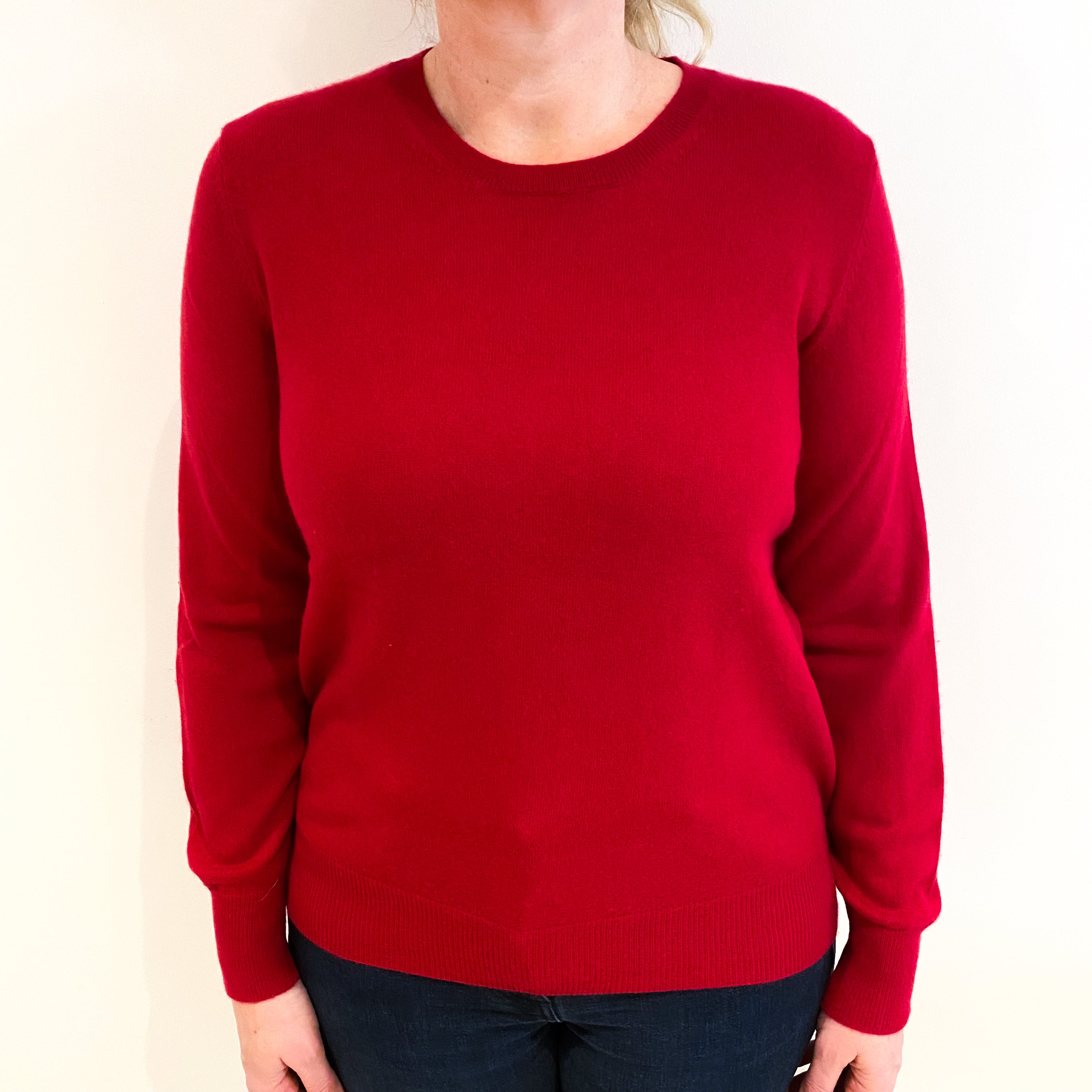 Ruby Red Cashmere Crew Neck Jumper Large