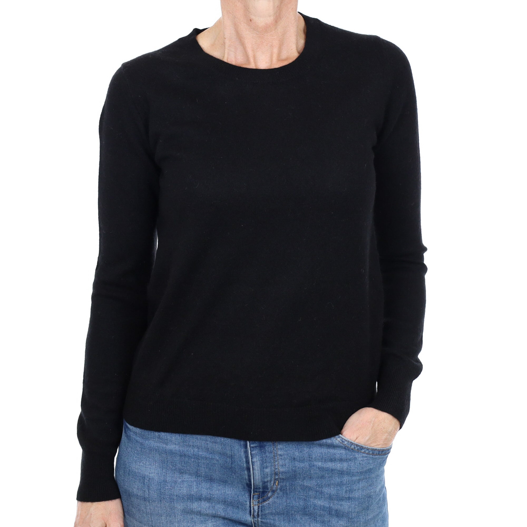 Black Cashmere Crew Neck Jumper Small