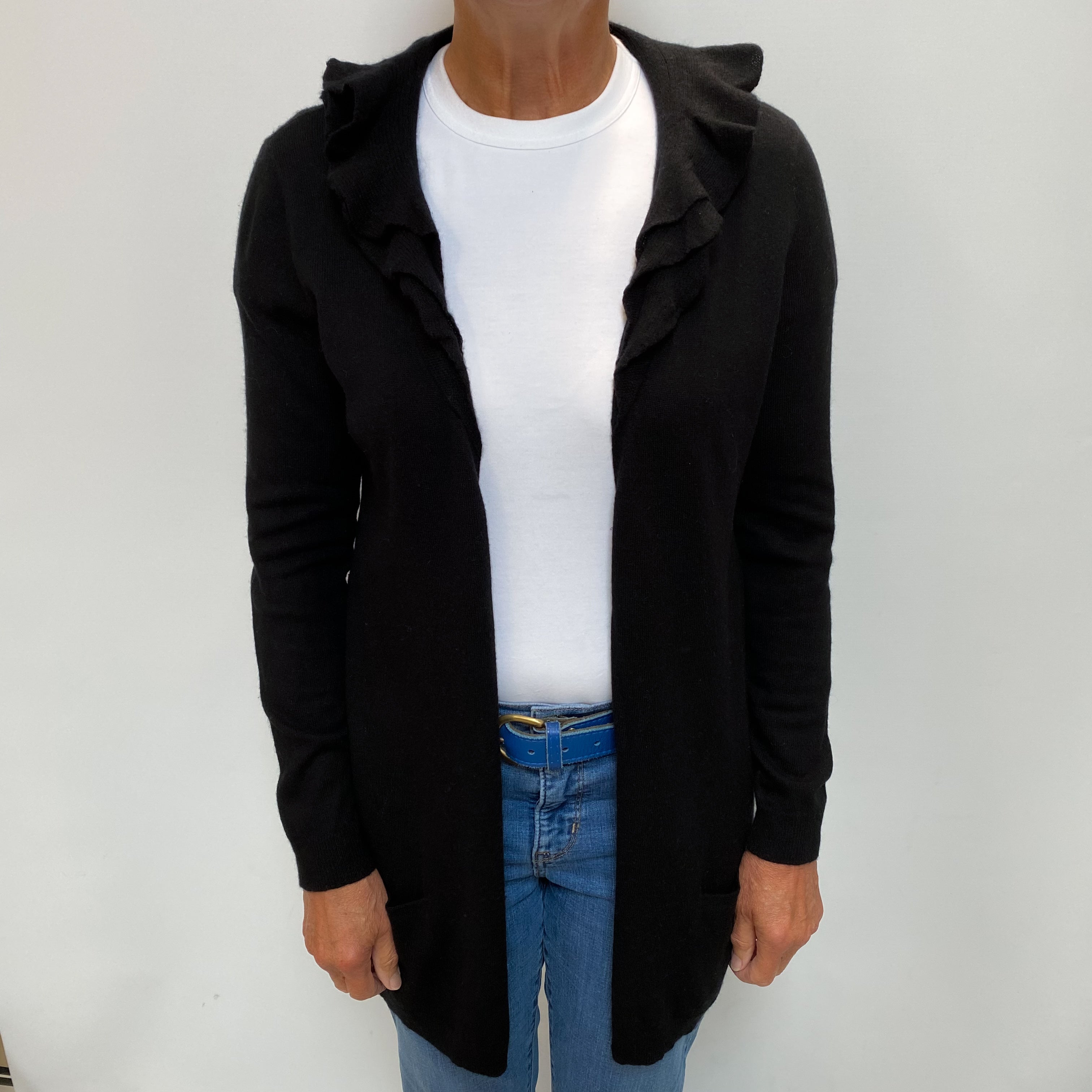 Black Cashmere Edge To Edge Cardigan Medium