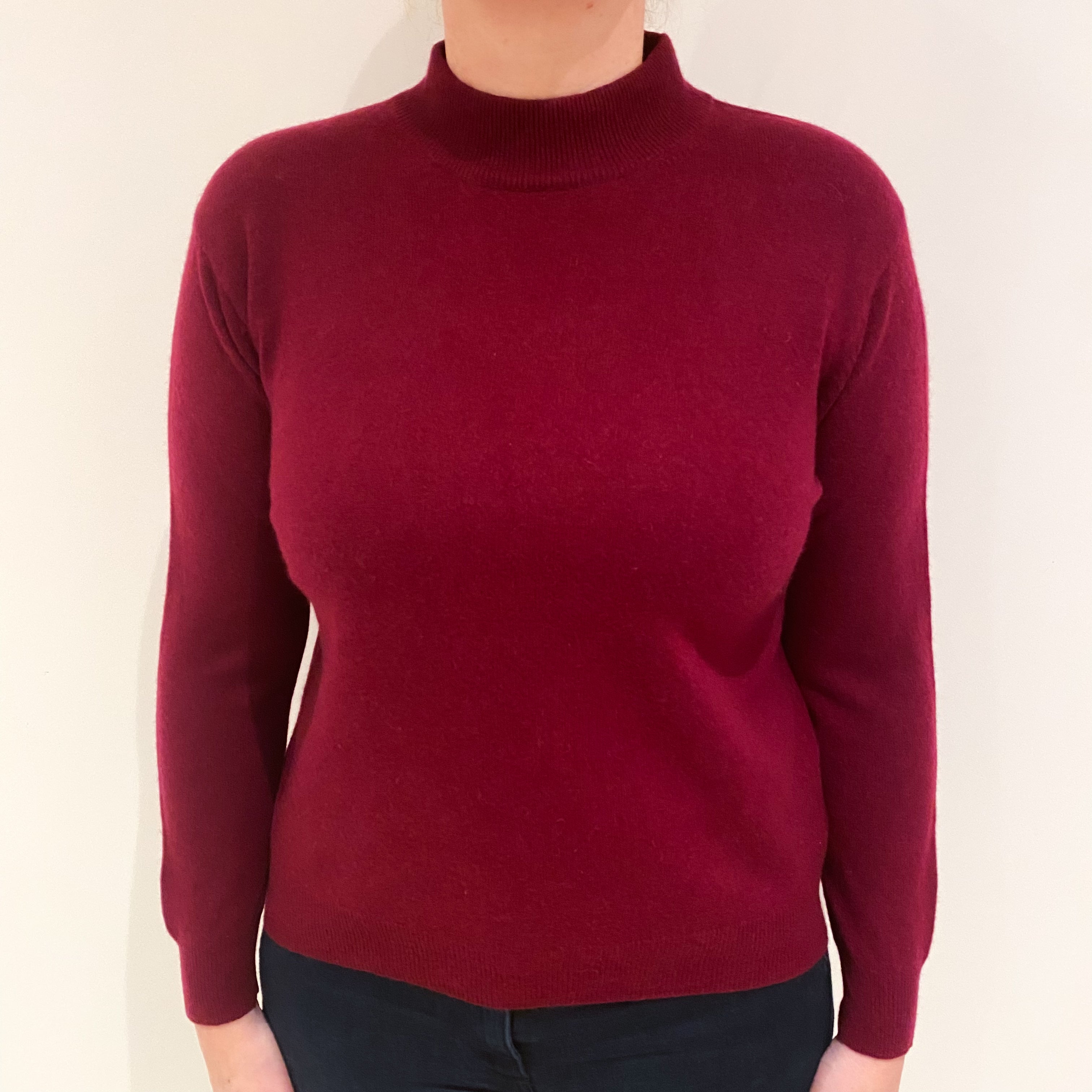 Mulberry Red Cashmere Turtle Neck Jumper Large