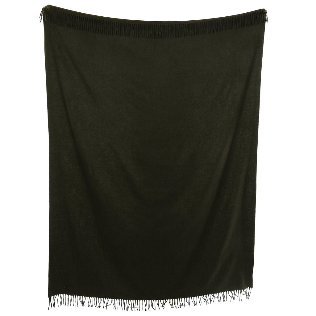 Brand New English Moss Green Luxury Woven Cashmere Blanket