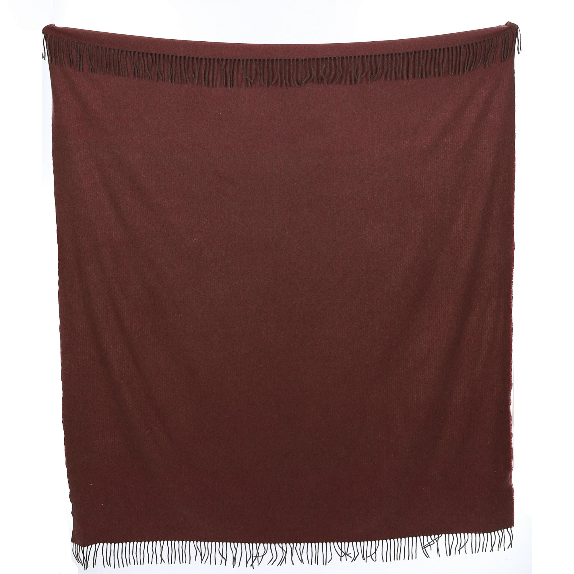 Brand New English Red and Mocha Marl Luxury Woven Cashmere Blanket