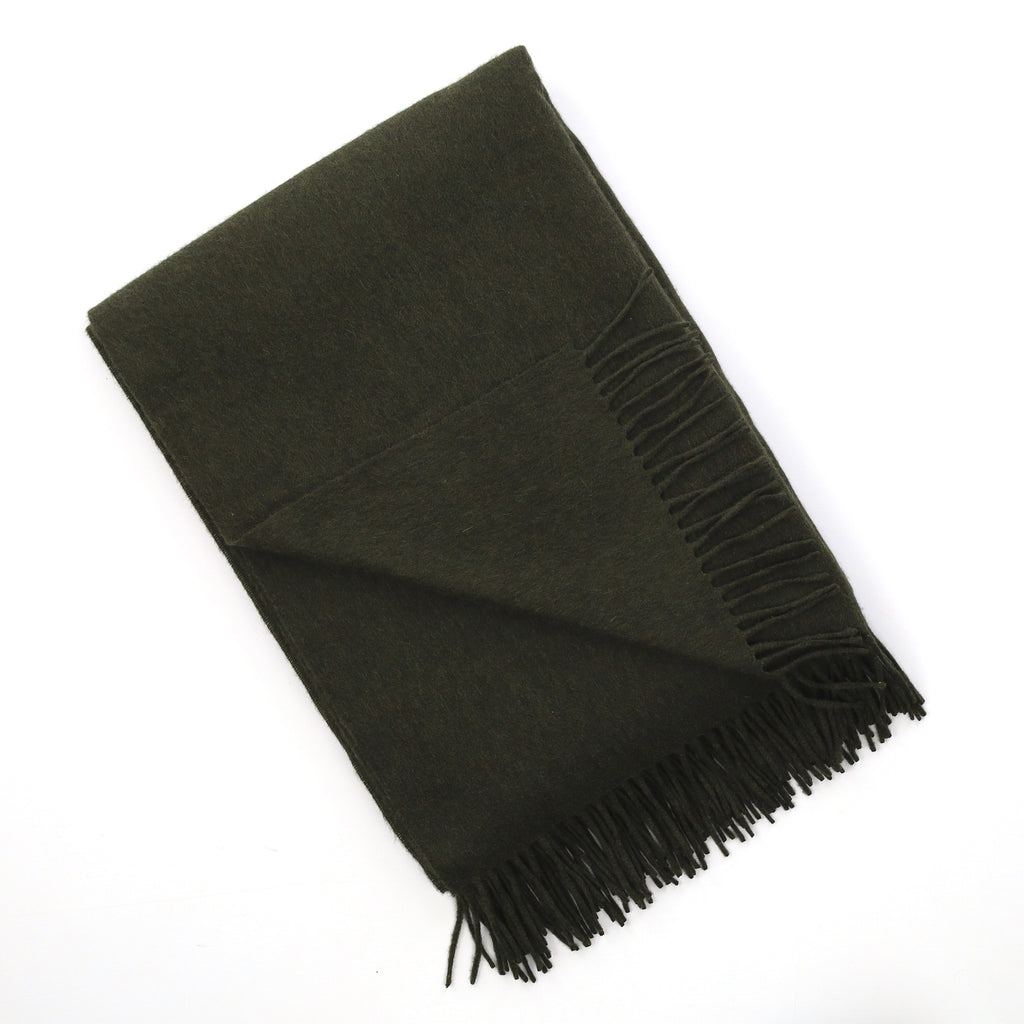 Brand New English Moss Green Luxury Woven Cashmere Blanket