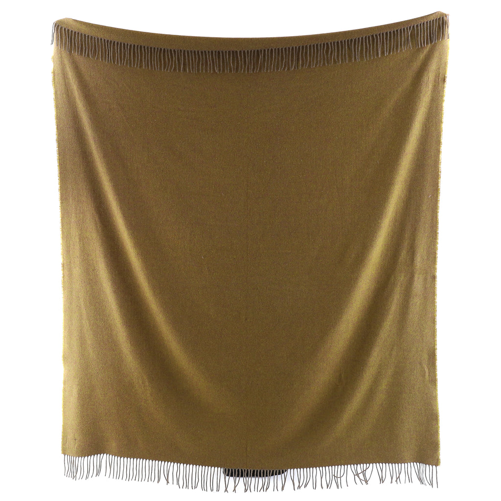 Brand New English Moss and burgundy Mocha Marl Luxury Woven Cashmere Blanket