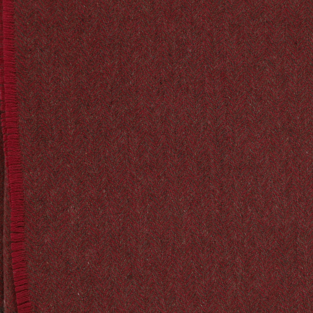Brand New English Cherry Pink and Mocha Herringbone Luxury Woven Cashmere Blanket
