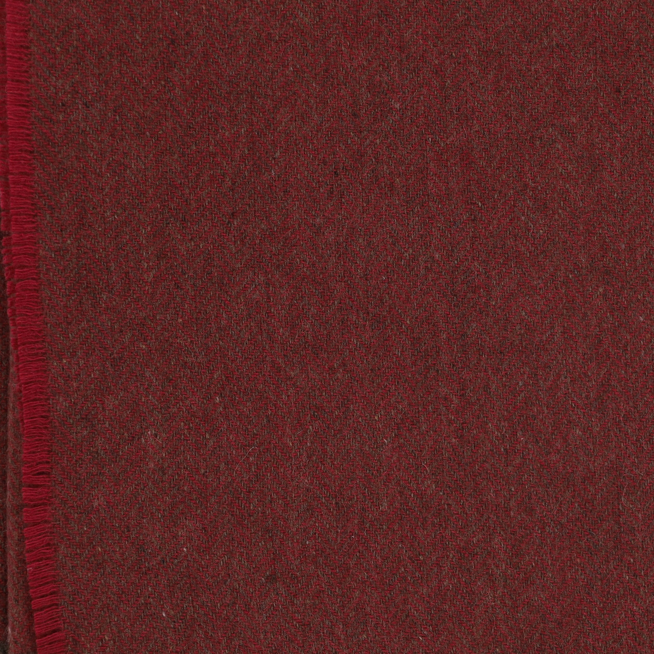 Brand New English Cherry Pink and Mocha Herringbone Luxury Woven Cashmere Blanket