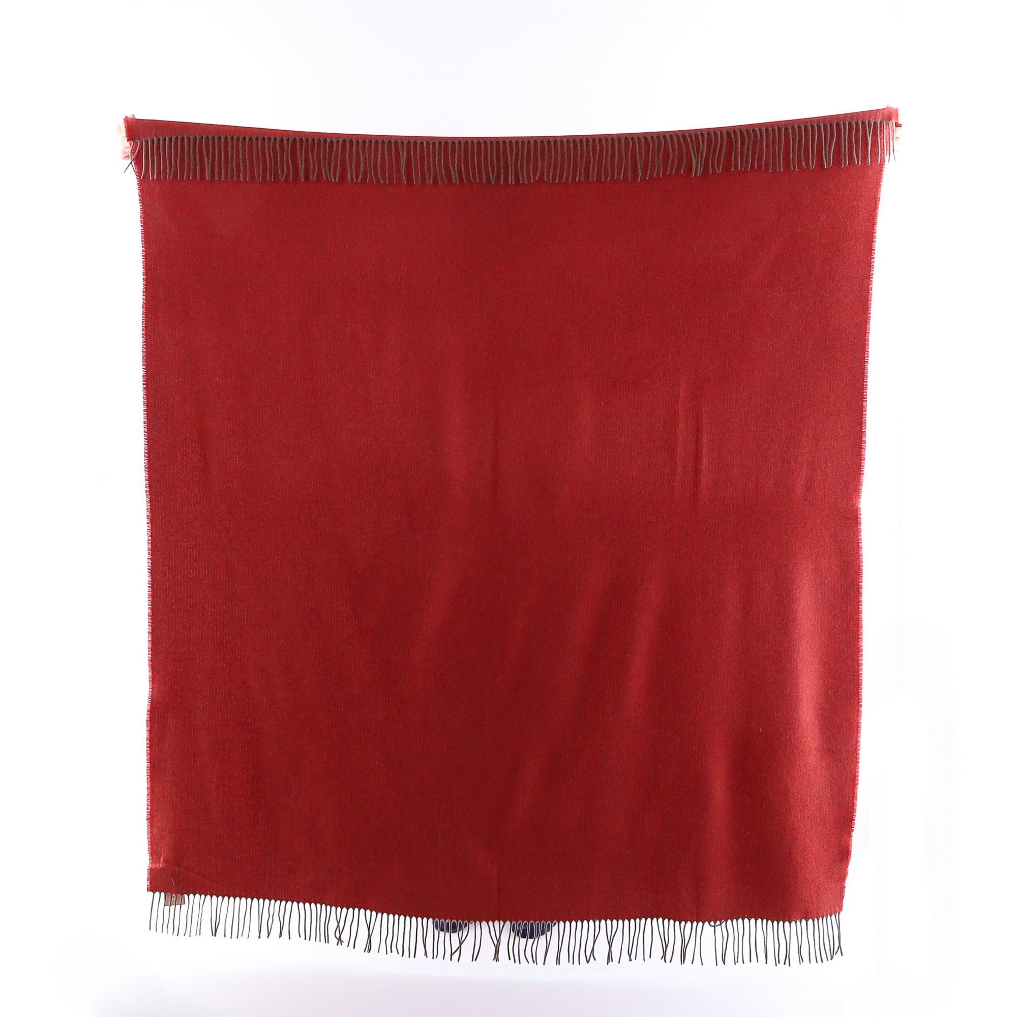 Brand New English Vermillion Red Luxury Woven Cashmere Blanket