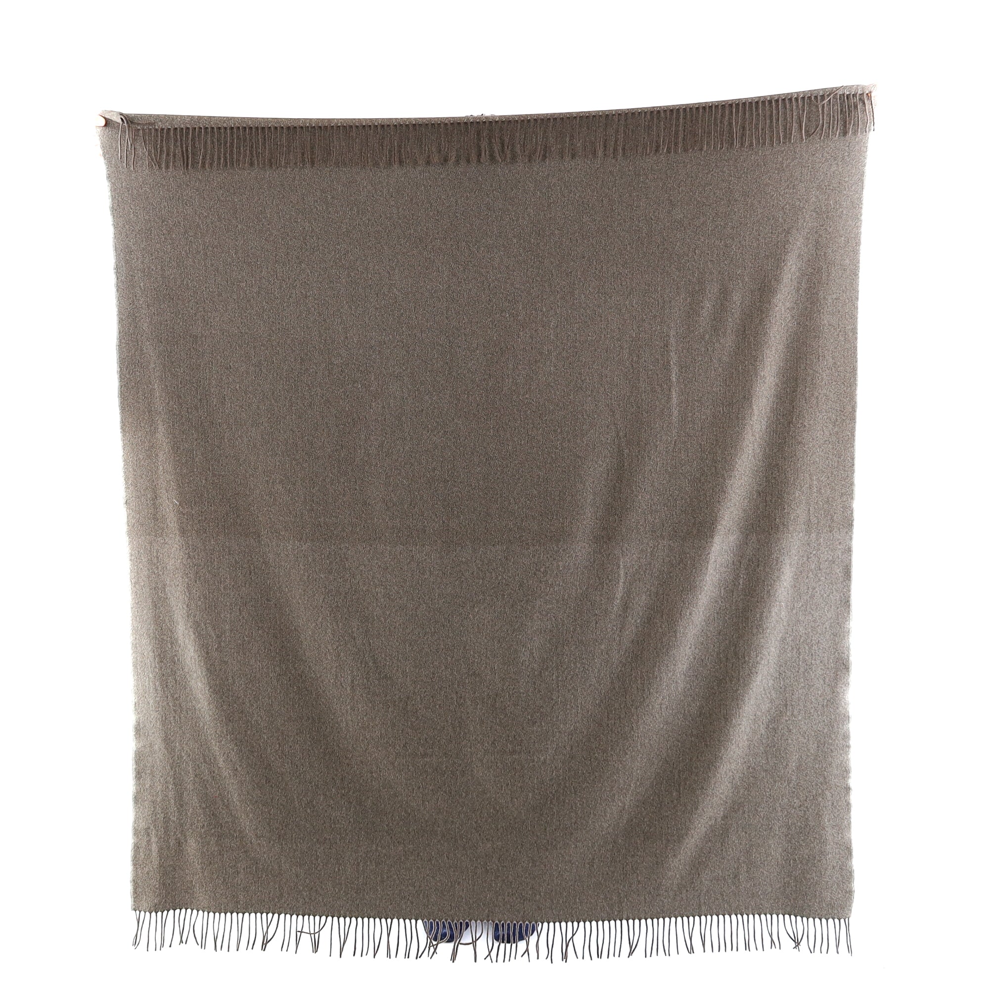 Brand New English Deep Sage and Mocha Marl Luxury Woven Cashmere Blanket