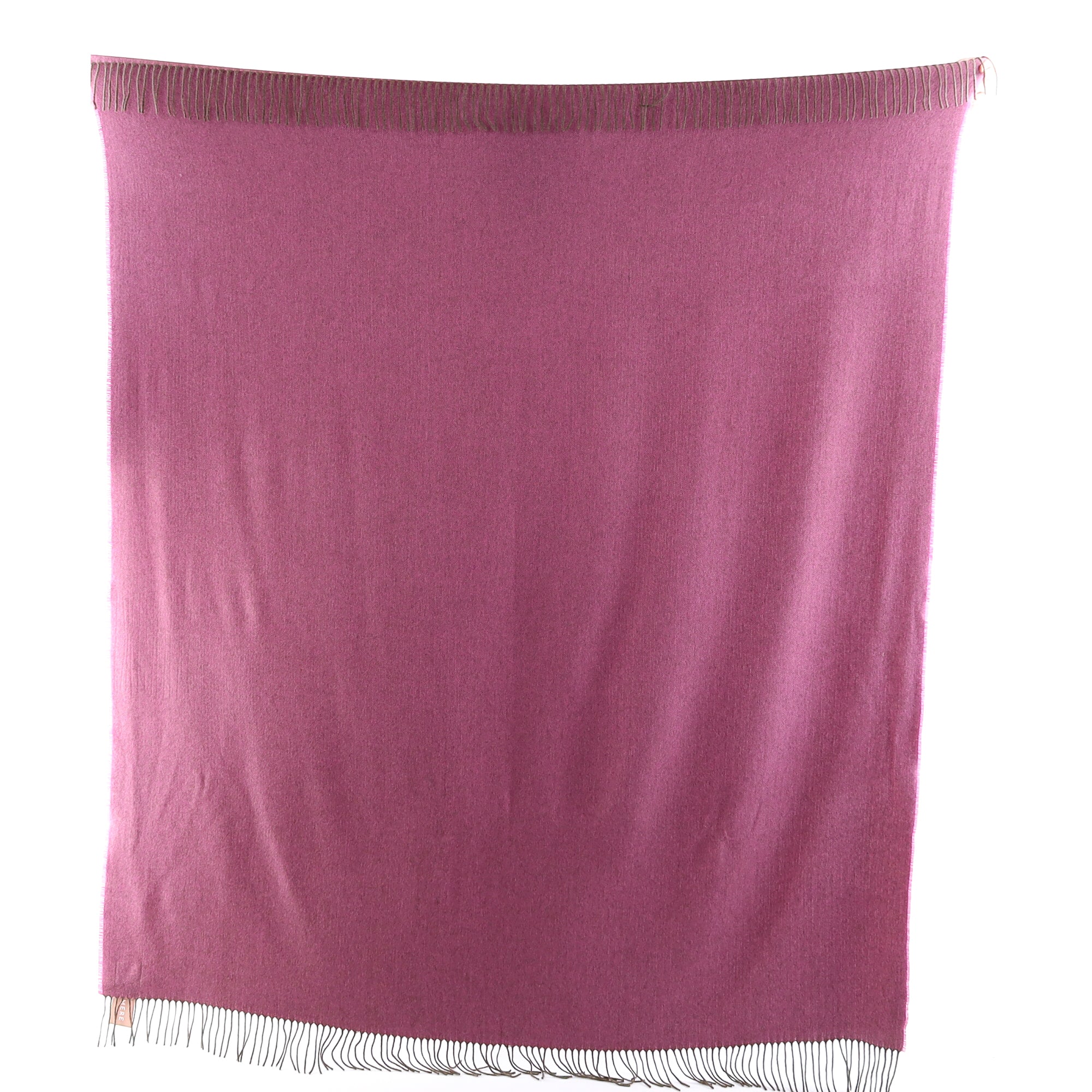 Brand New English Rose Bloom and Mocha Herringbone Luxury Woven Cashmere Blanket