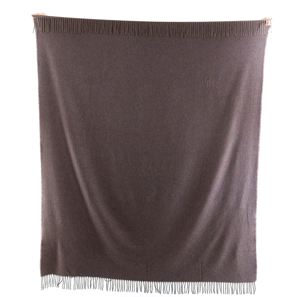 Brand New English Mocha and Ocean Blue Marl Luxury Woven Cashmere Blanket