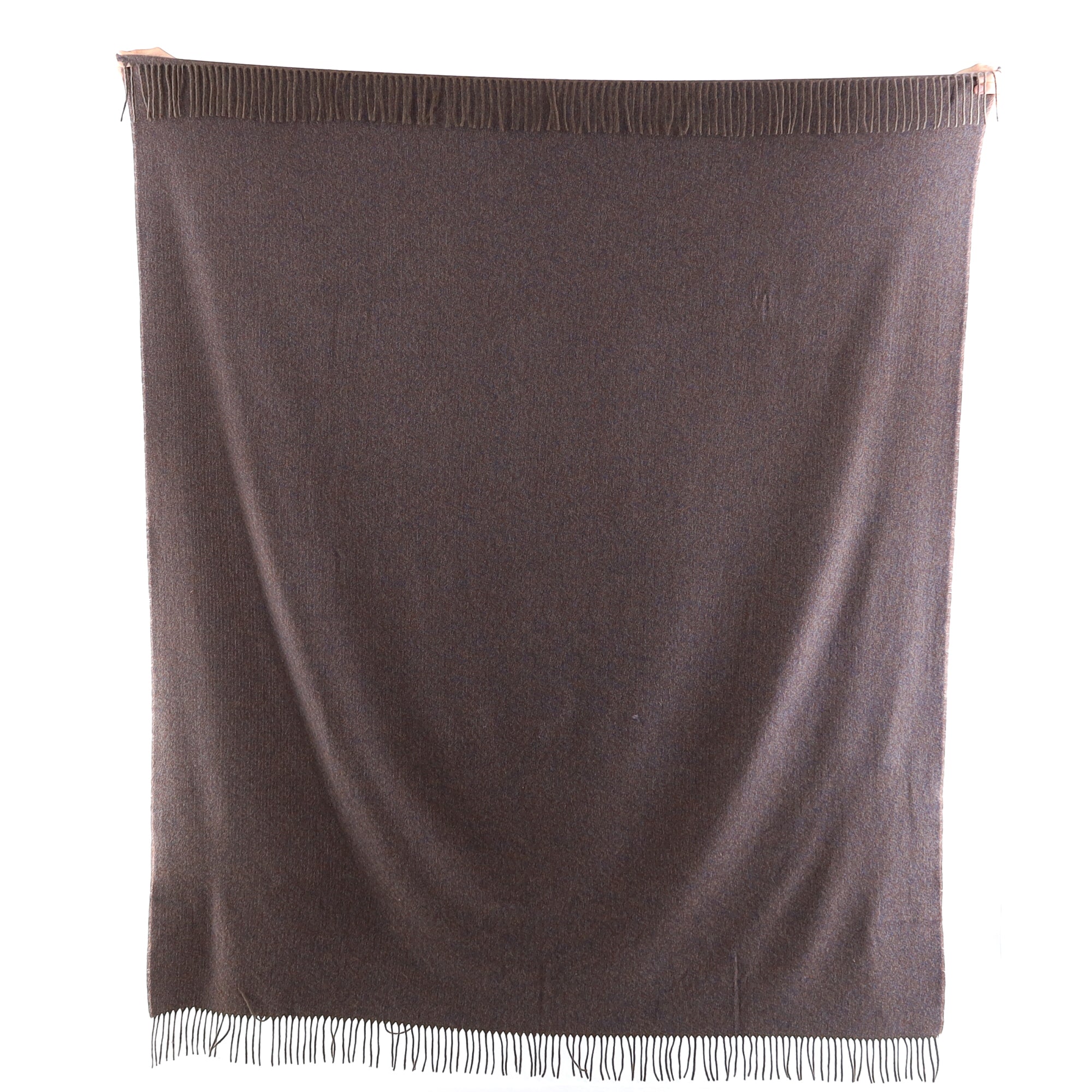 Brand New English Mocha and Ocean Blue Marl Luxury Woven Cashmere Blanket