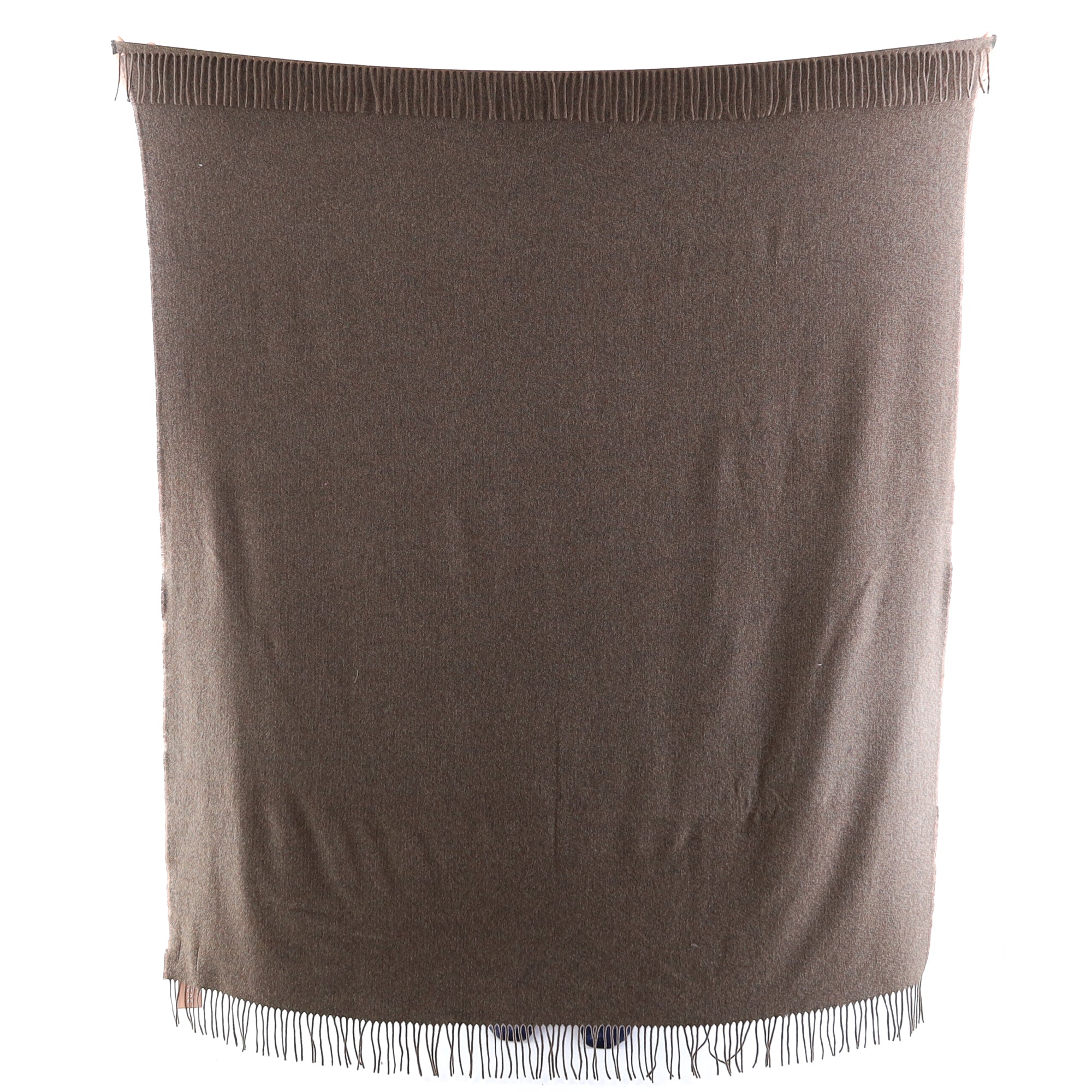 Brand New English Mushroom and Forest Green Luxury Woven Cashmere Blanket