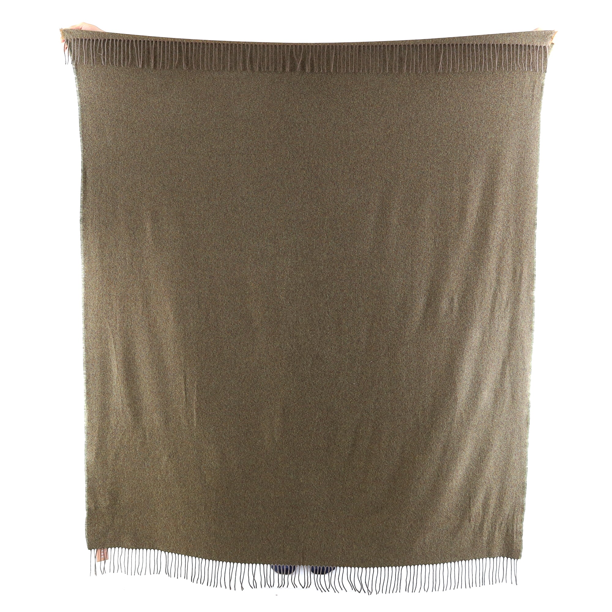 Brand New English Khaki and Daffodil Luxury Woven Cashmere Blanket