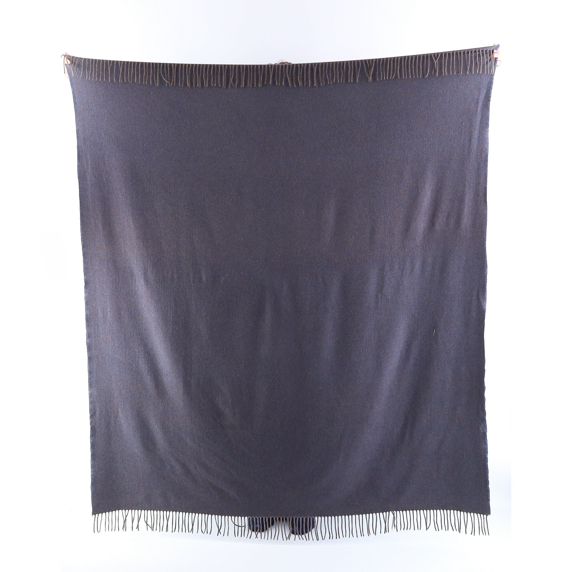 Brand New English Ocean Blue and Mocha Marl Luxury Woven Cashmere Blanket