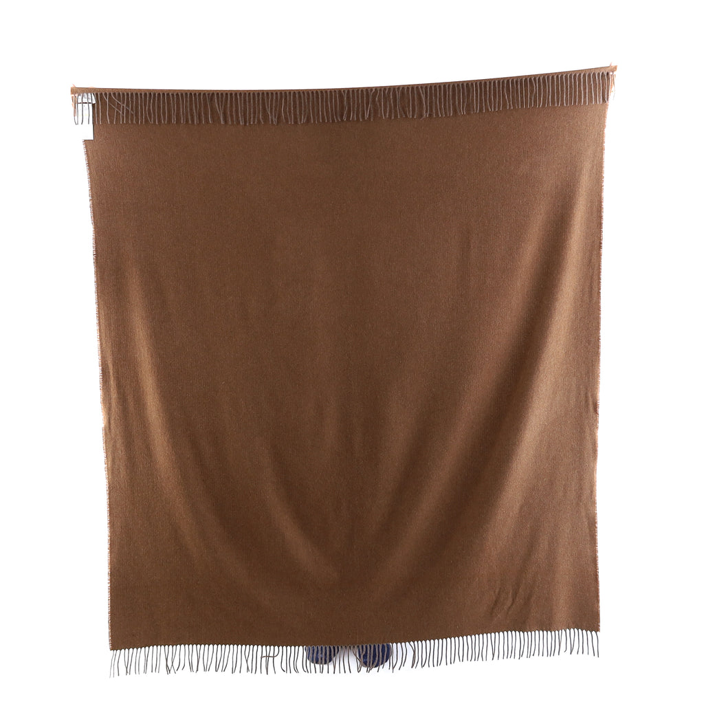 Brand New English Chestnut Brown Luxury Woven Cashmere Blanket