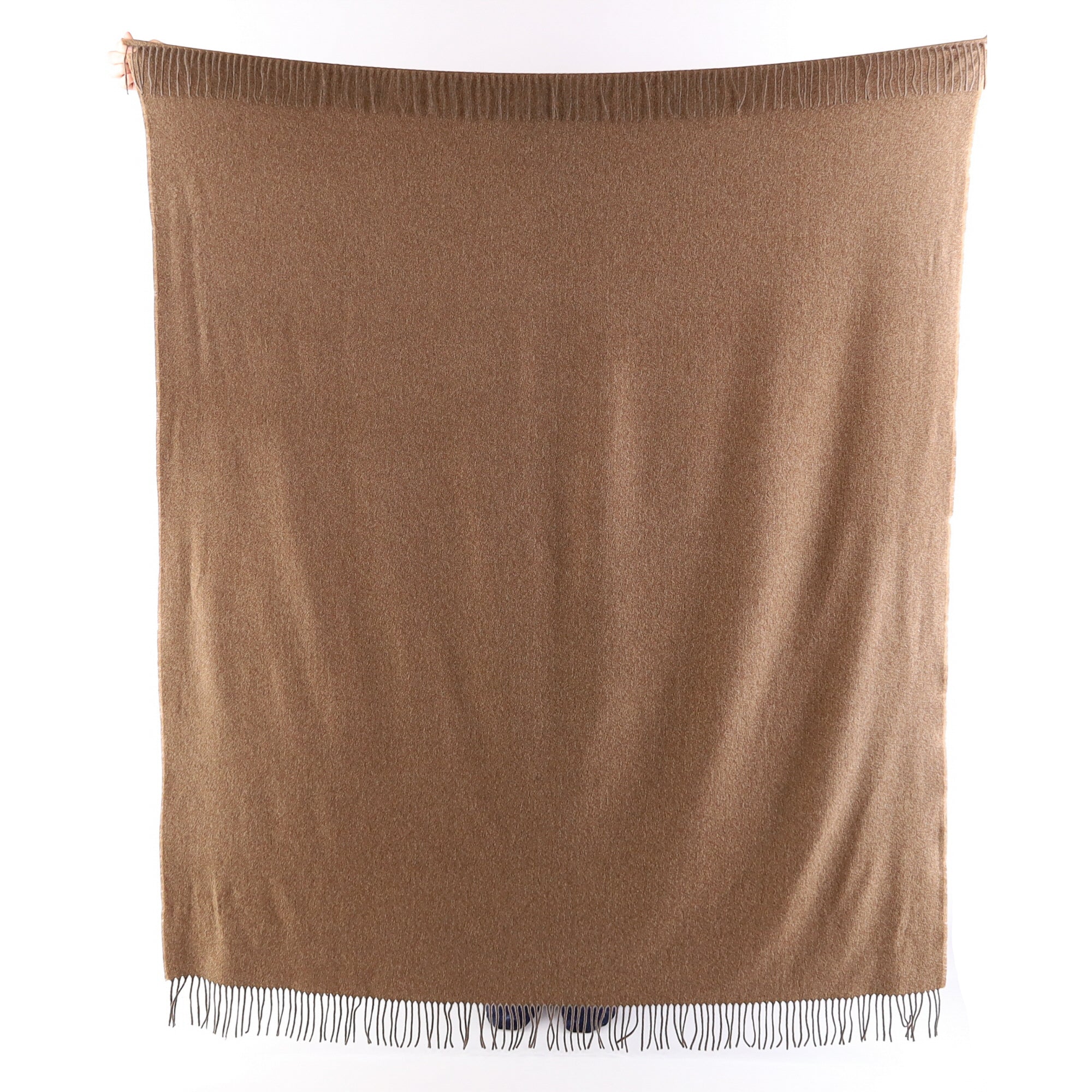 Brand New English Pecan and Mocha Marl Luxury Woven Cashmere Blanket