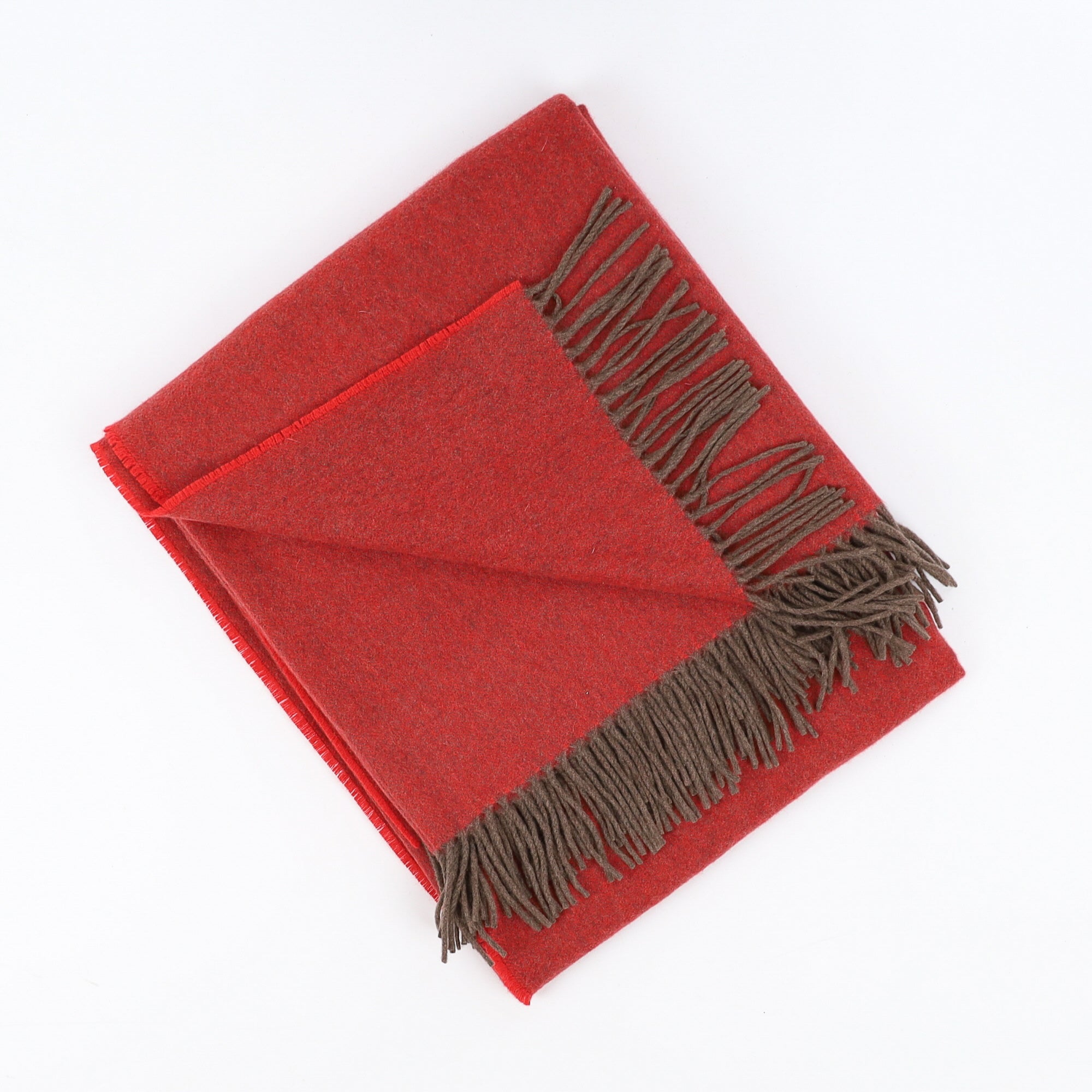 Brand New English Vermillion Red Luxury Woven Cashmere Blanket