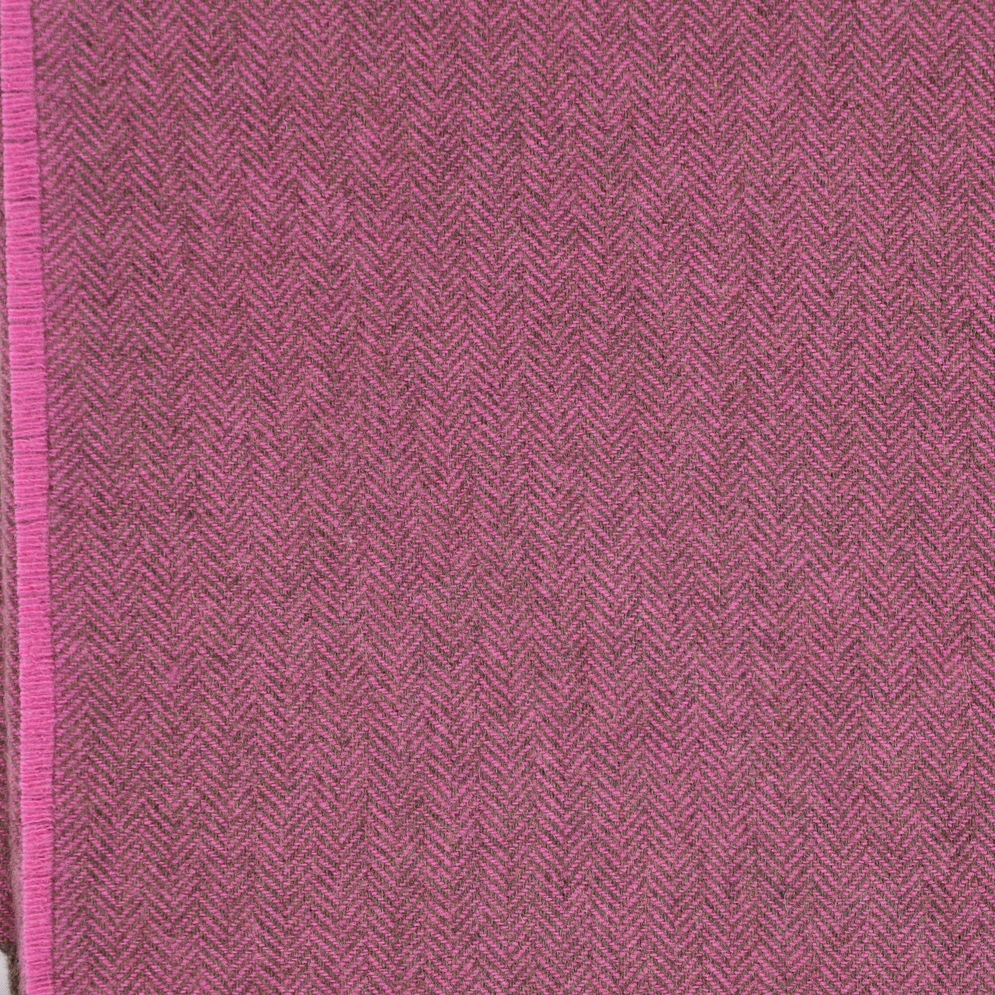 Brand New English Rose Bloom and Mocha Herringbone Luxury Woven Cashmere Blanket
