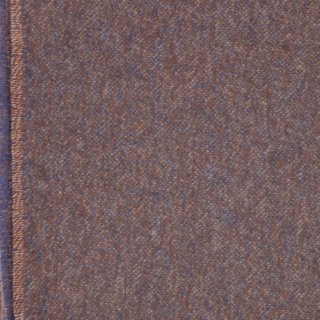 Brand New English Mocha and Ocean Blue Marl Luxury Woven Cashmere Blanket