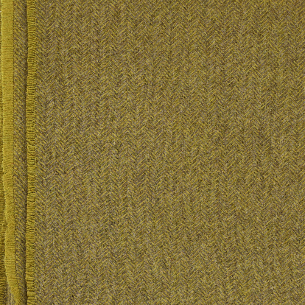 Brand New English Moss Green and Mocha Herringbone Luxury Woven Cashmere Blanket