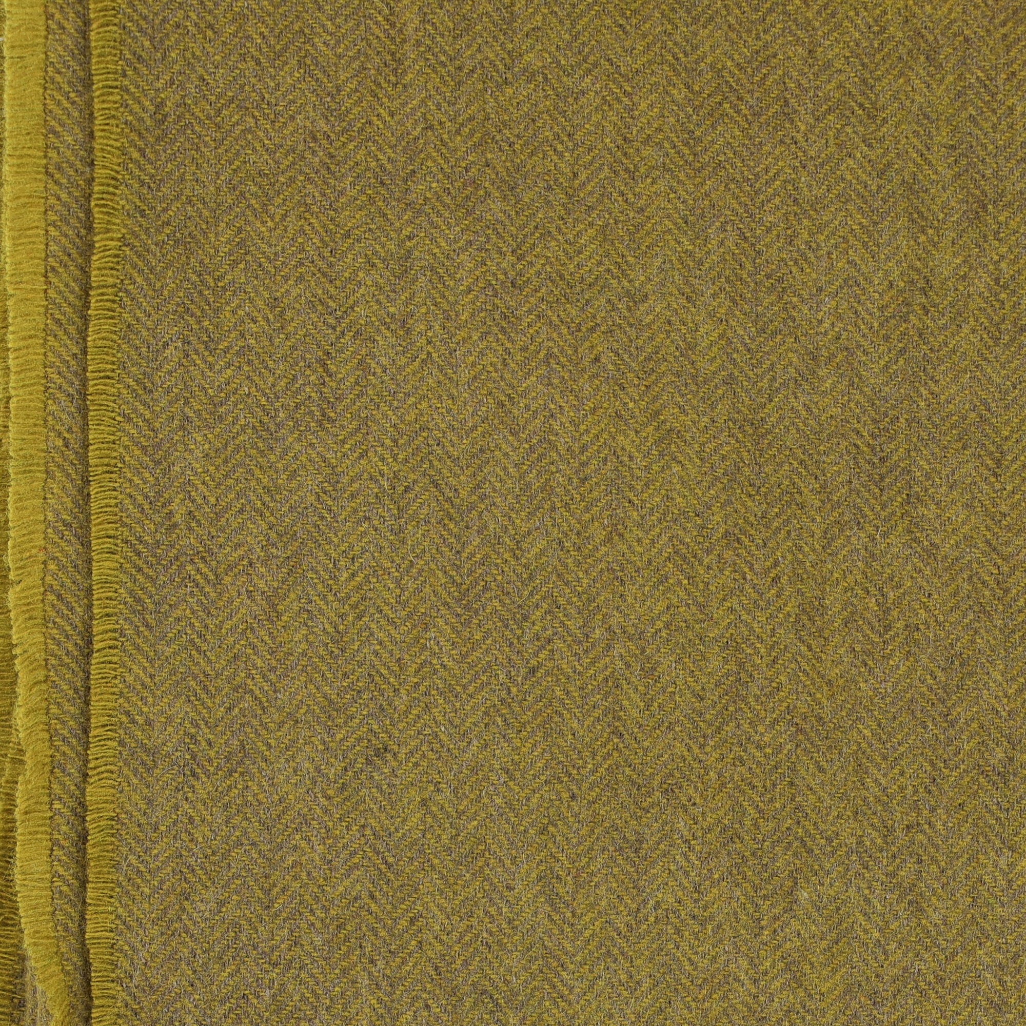 Brand New English Moss Green and Mocha Herringbone Luxury Woven Cashmere Blanket