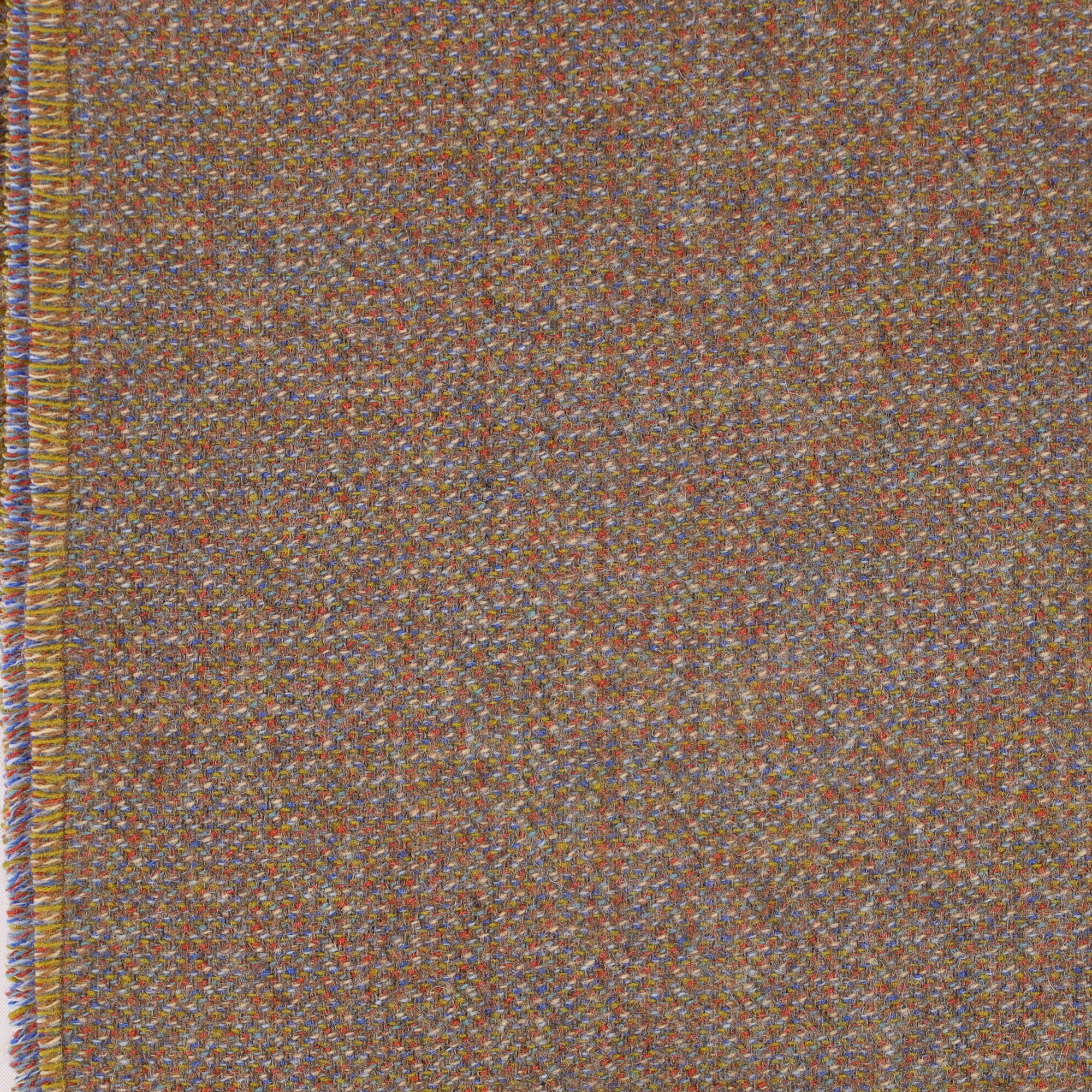 Brand New English Khaki, Paprika and Royal Blue Luxury Woven Cashmere Blanket