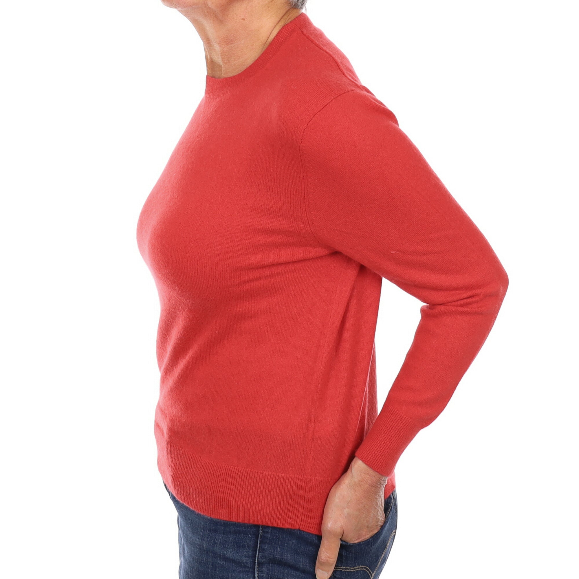 Strawberry Red Cashmere Crew Neck Jumper Medium