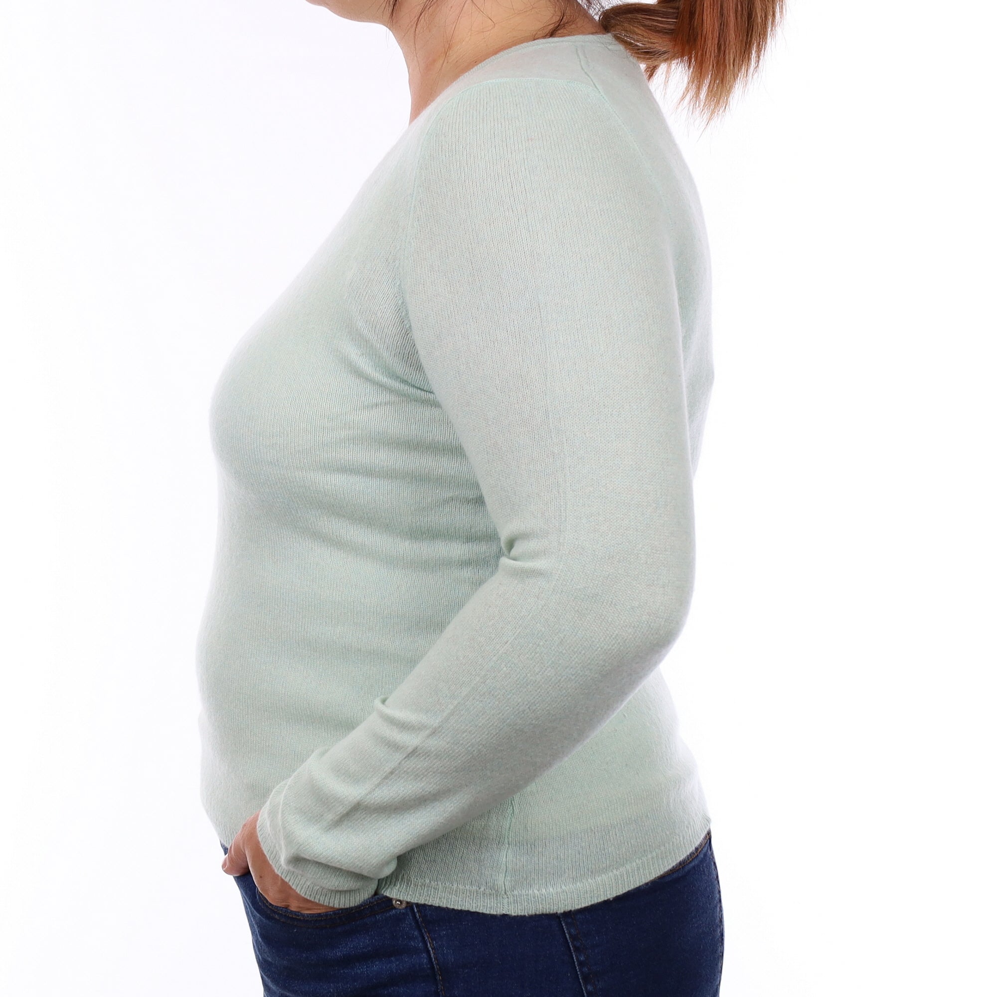 Mint Green Cashmere Crew Neck Jumper Large