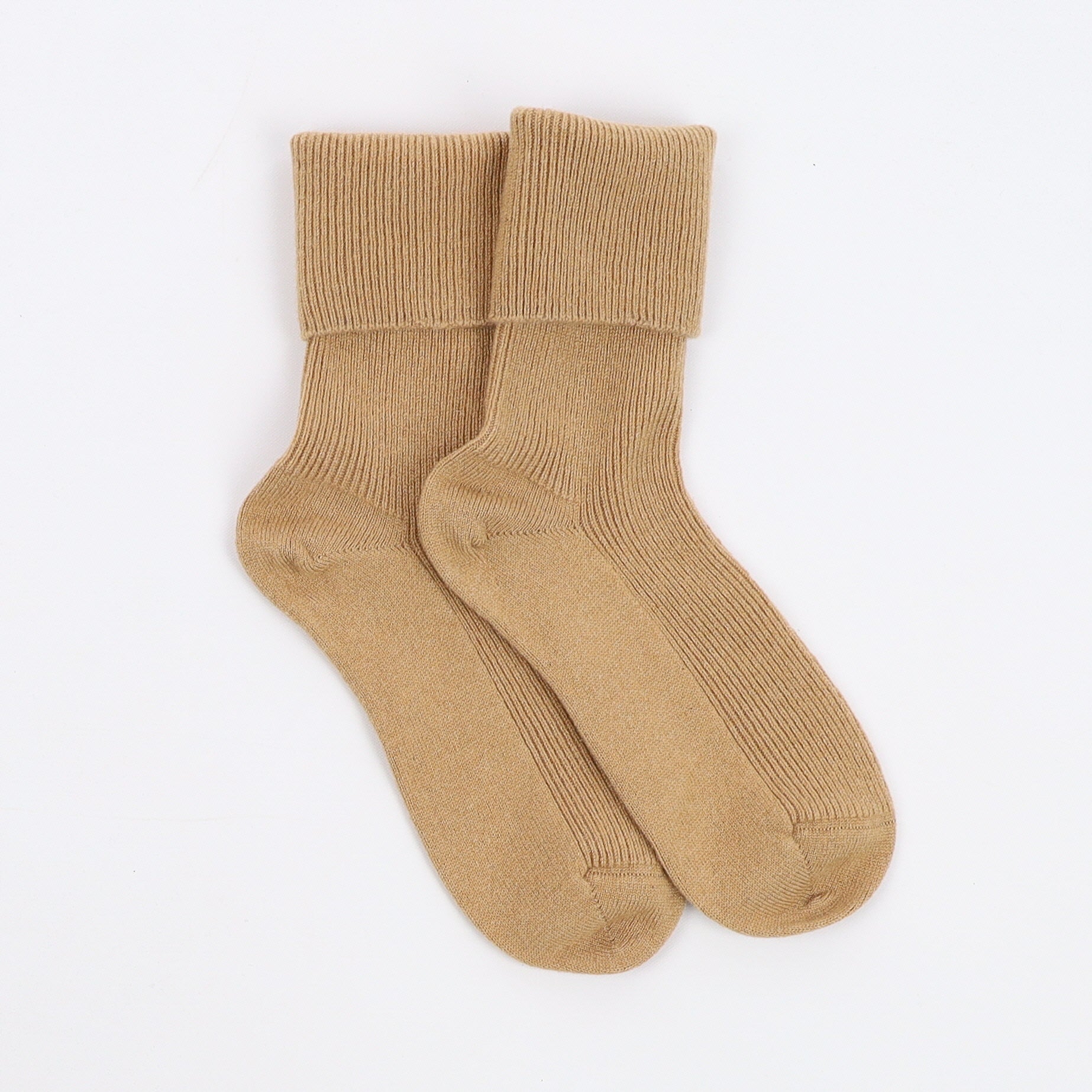 Brand New Scottish Camel Brown Ladies Cashmere Every Day Socks