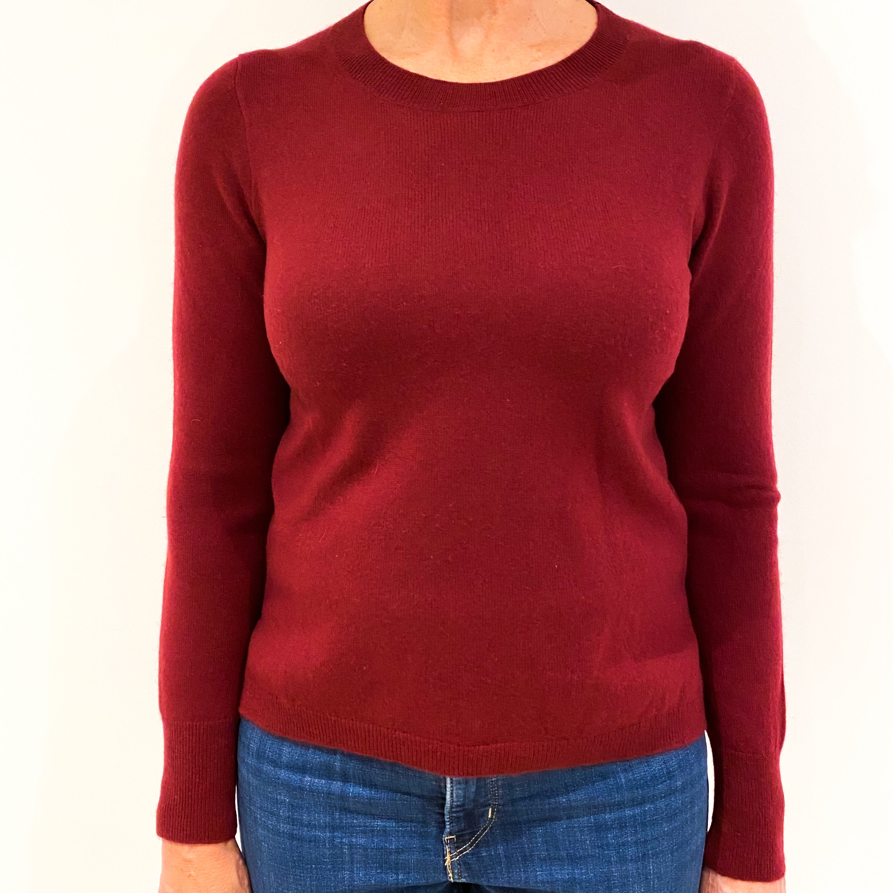 Burgundy Red Cashmere Crew Neck Jumper Medium