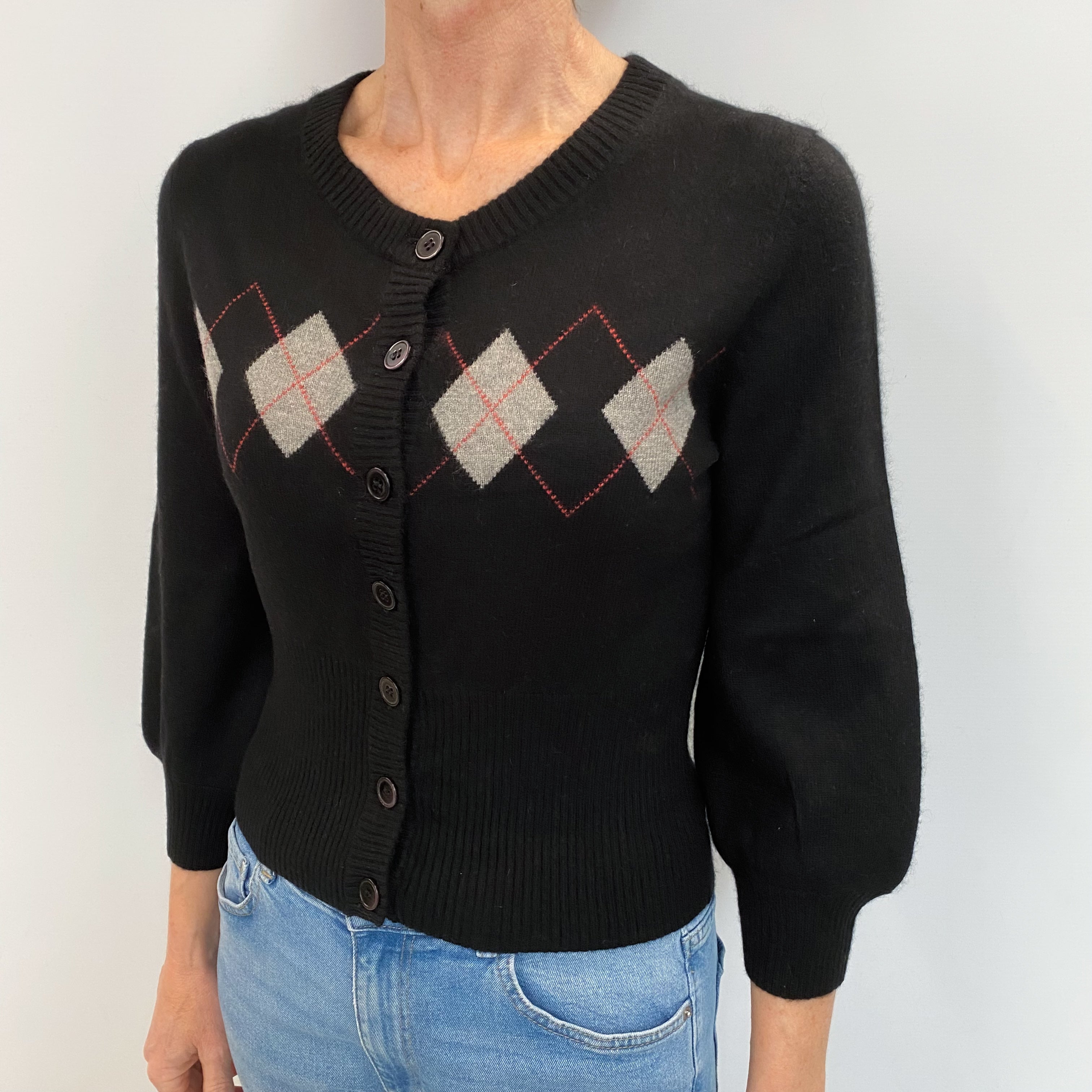Black Diamond Cashmere Crew Neck Cardigan Small