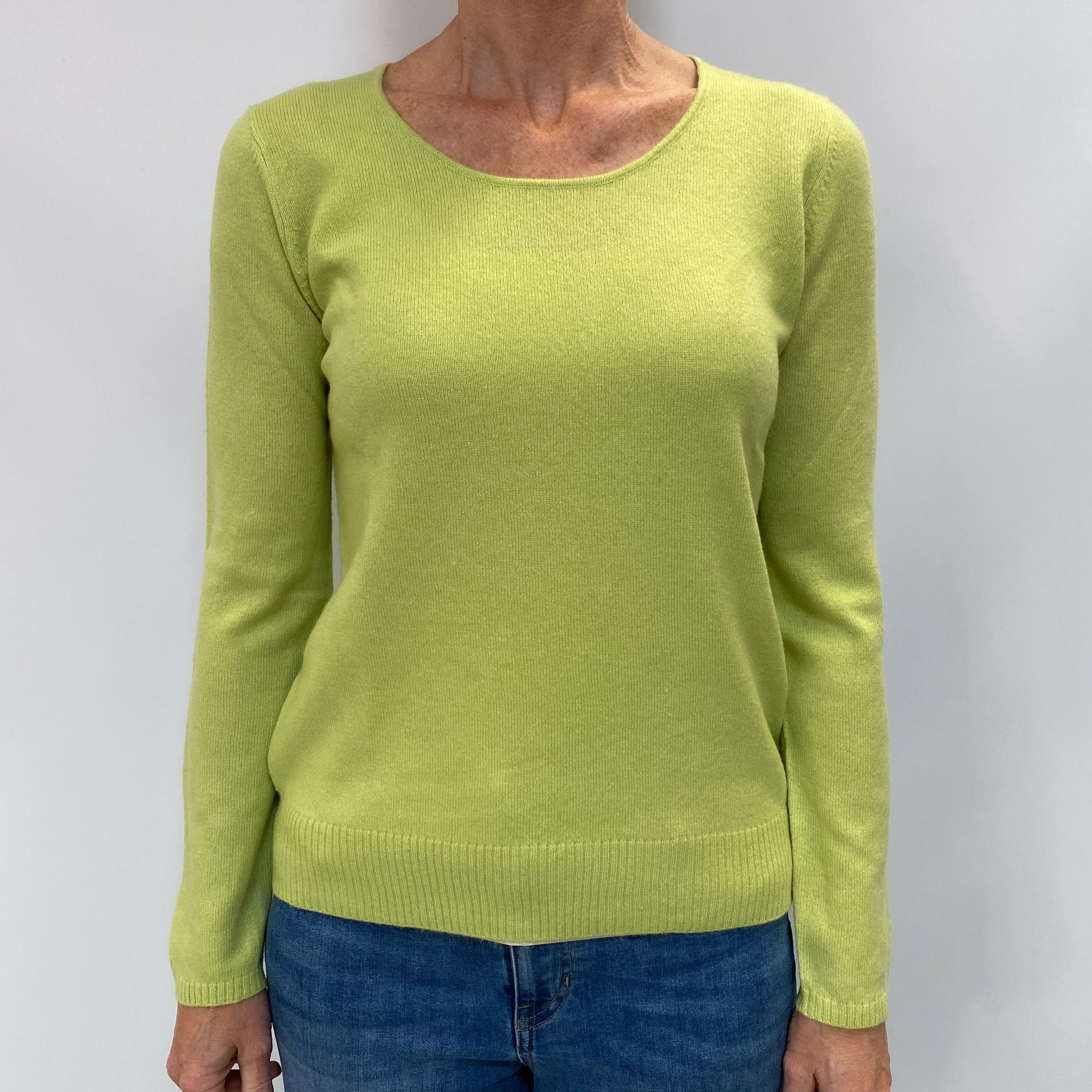 Key lime Green Cashmere Crew Neck Jumper Small