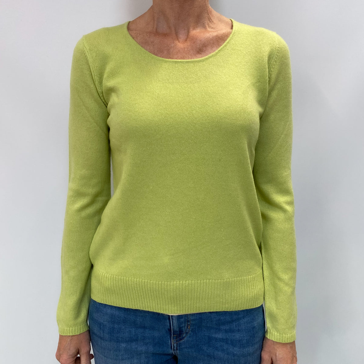 Key lime Green Cashmere Crew Neck Jumper Small