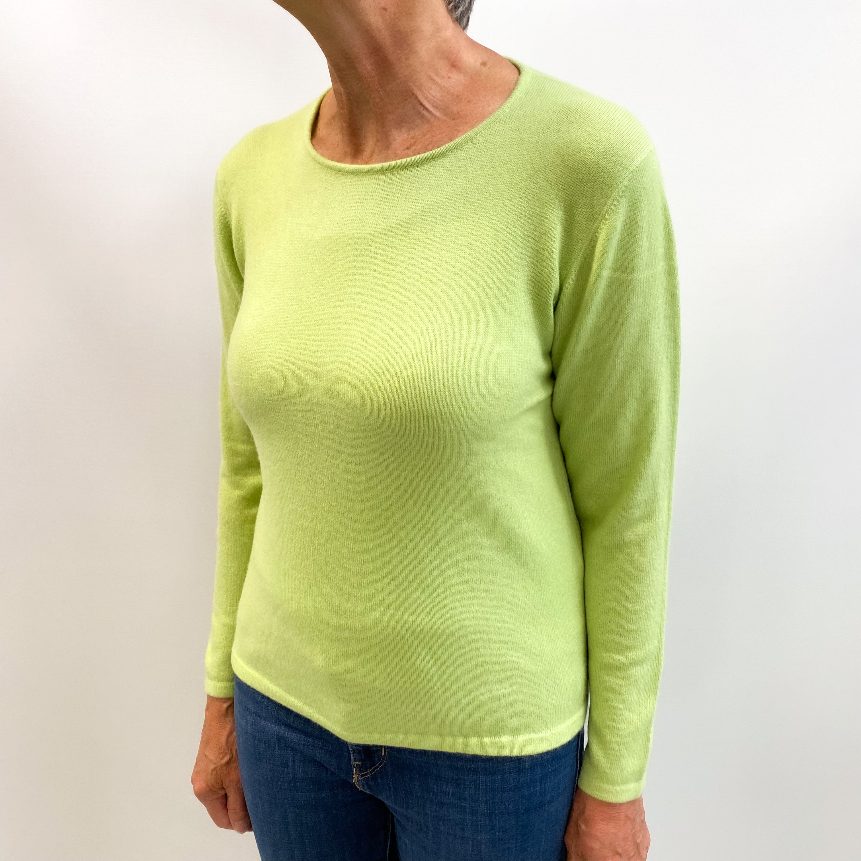 Key Lime Green Cashmere Crew Neck Jumper Medium