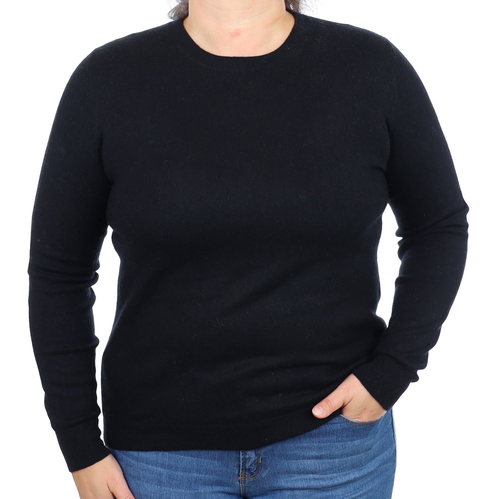 Black Cashmere Crew Neck Jumper Large