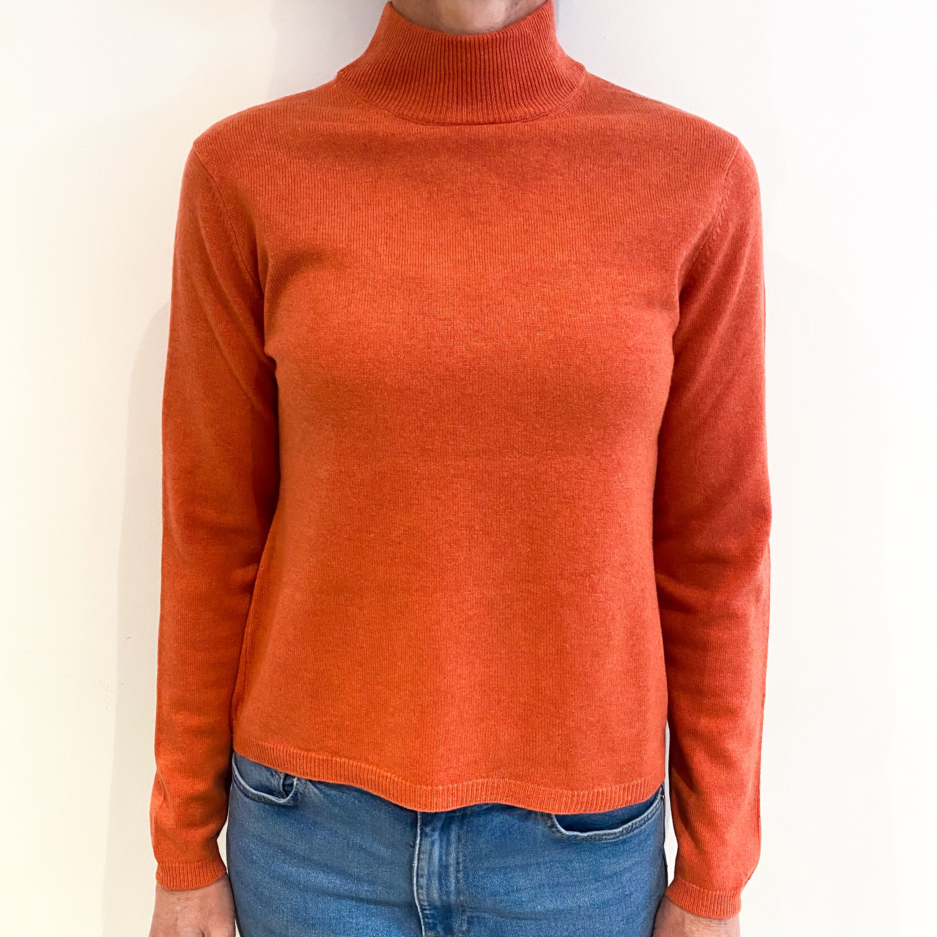 Crab Orange Cashmere Turtle Neck Jumper Small