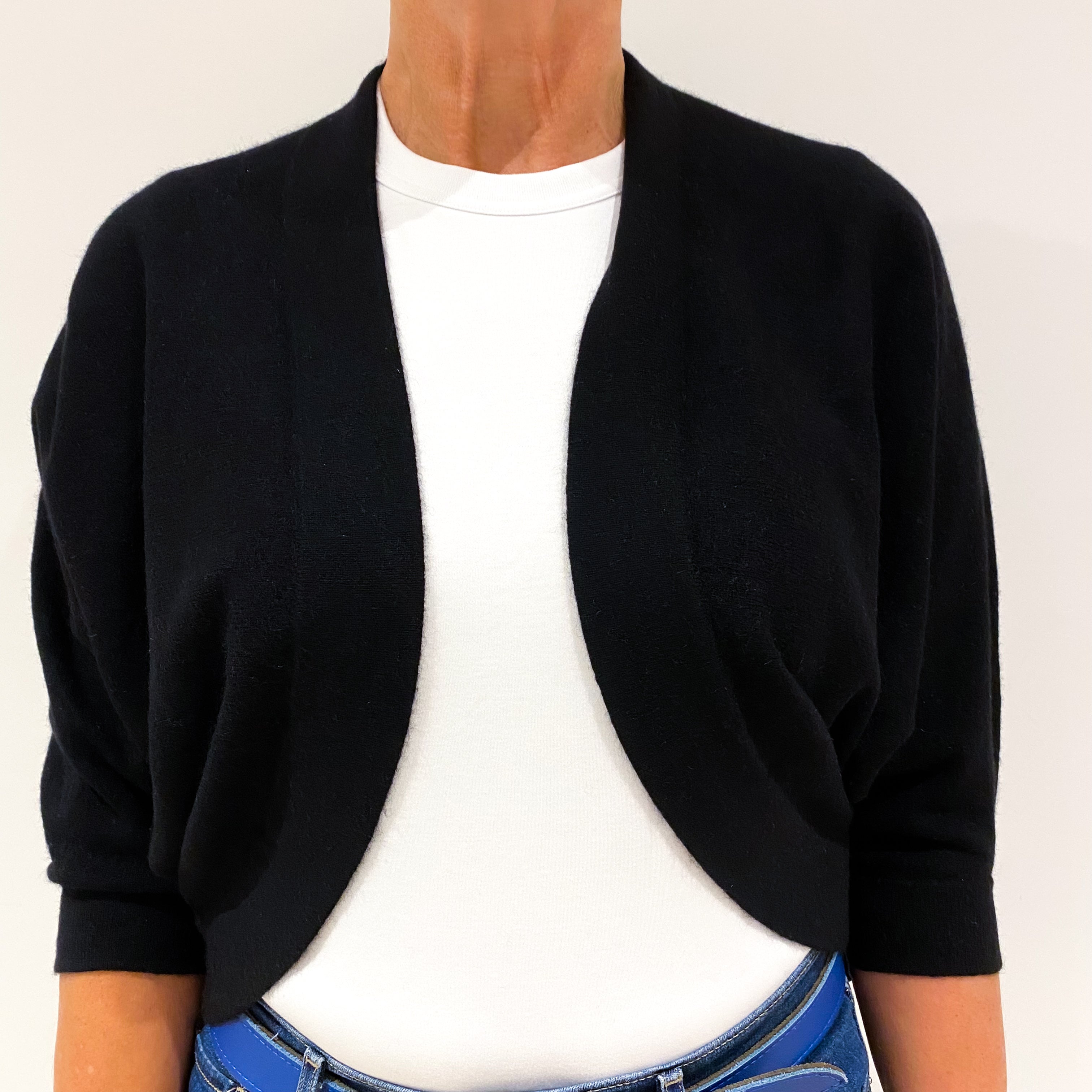 Black Cashmere Bolero Cardigan Medium